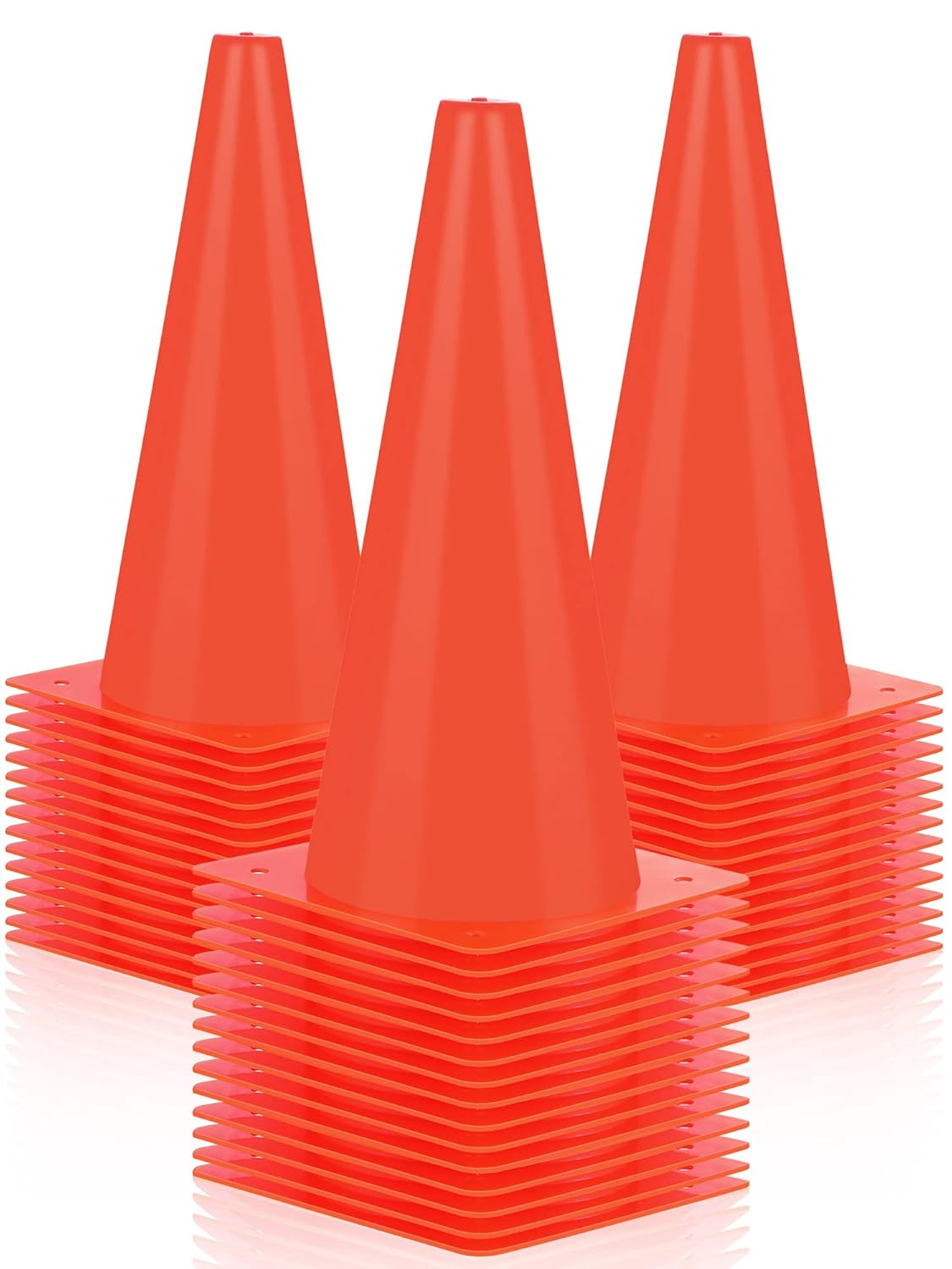 Hoteam 24 Items Site visitors Cones, 12 Inches Cone Markers, Plastic Building Security Cones for Parking, Sports activities Coaching, Building Warning, Street Site visitors Cones Outside Exercise Follow(Orange)
