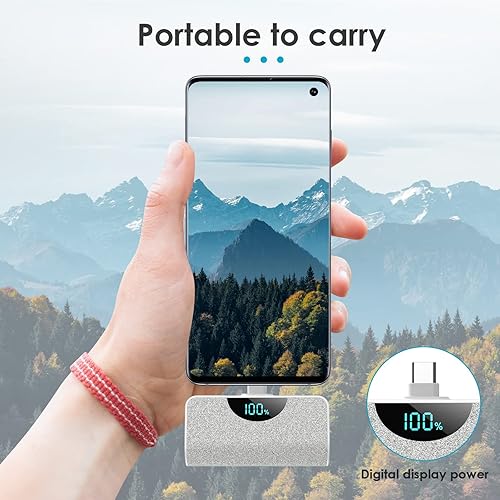 Miniatura 7 de Paquete de 2 Mini cargador portátil USB-C Power Bank 5200mAh, pantalla LCD de 15 W PD de carga rápida, cargador de respaldo compatible con iPhone