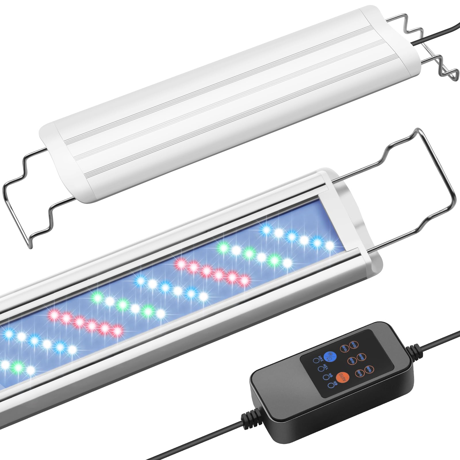 Fedour White 40-60Cm Led Aquarium Light With Timer&10-Level Brightness Adjustment, Full Spectrum Fish Tank Light For Plant Growth, Auto 24/7 Daylight Cycle, Extendable Brackets, For Freshwater Planted Tank