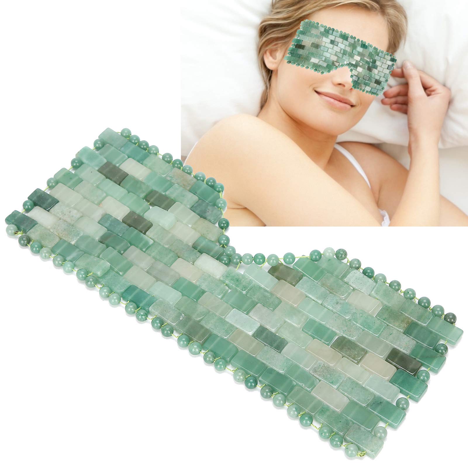 Jadestone-Augenmaske mit Kühlendem Gefühl, Stress auf Natürliche Weise Abbauen, Gesichtsmassagegerät Gegen Augenringe (Augenlider aus grünem Aventurin)