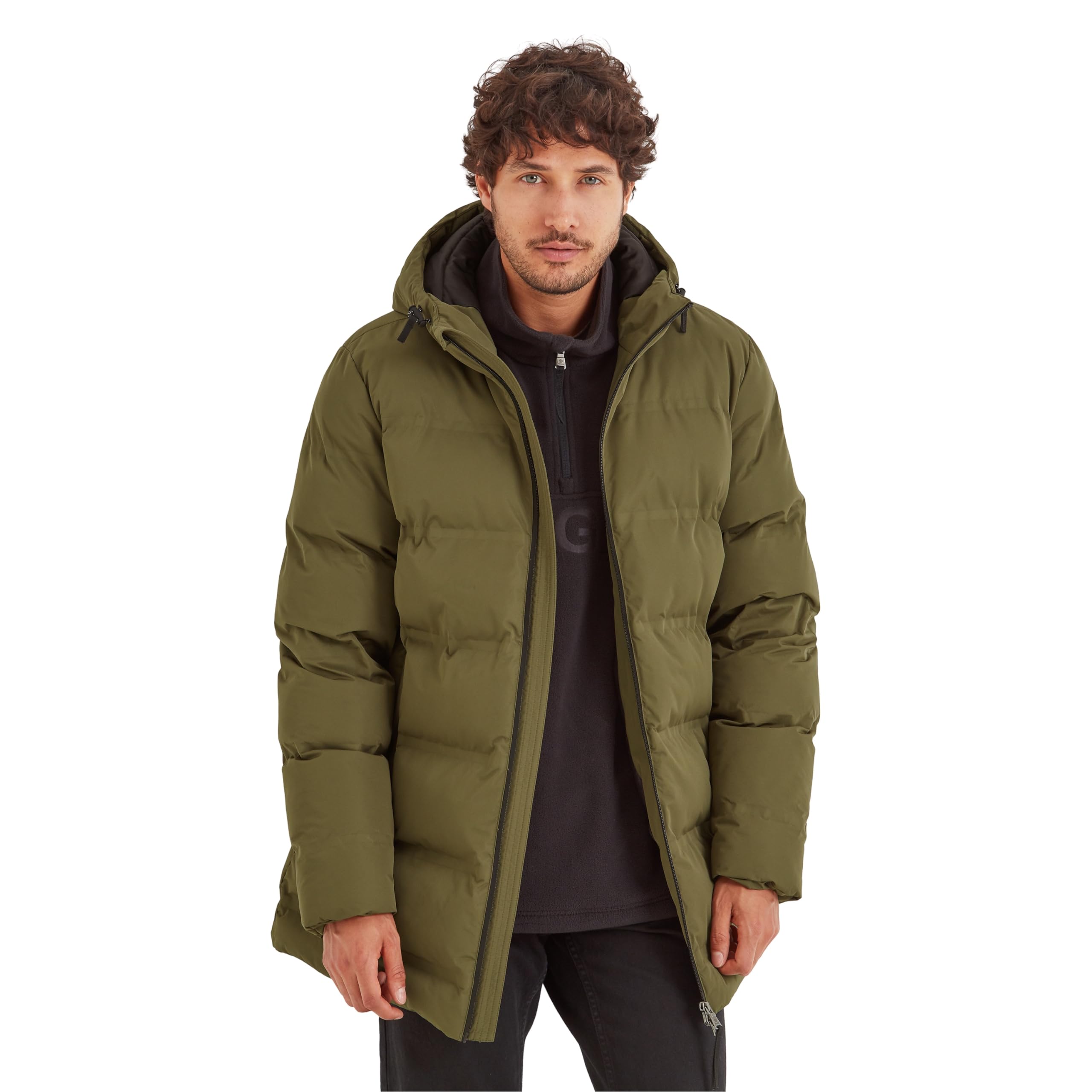 TOG24 Brinkley Men's Khaki Quilted Baffle Jacket - Water Repellent - Recycled Filling - Size S