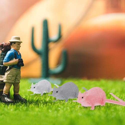Miniatura 5 de Toyvian 16 piezas de ratas falsas realistas modelos de ratones de Halloween ratas trucos broma juguetes ratas espeluznantes ratas miniatura figuras