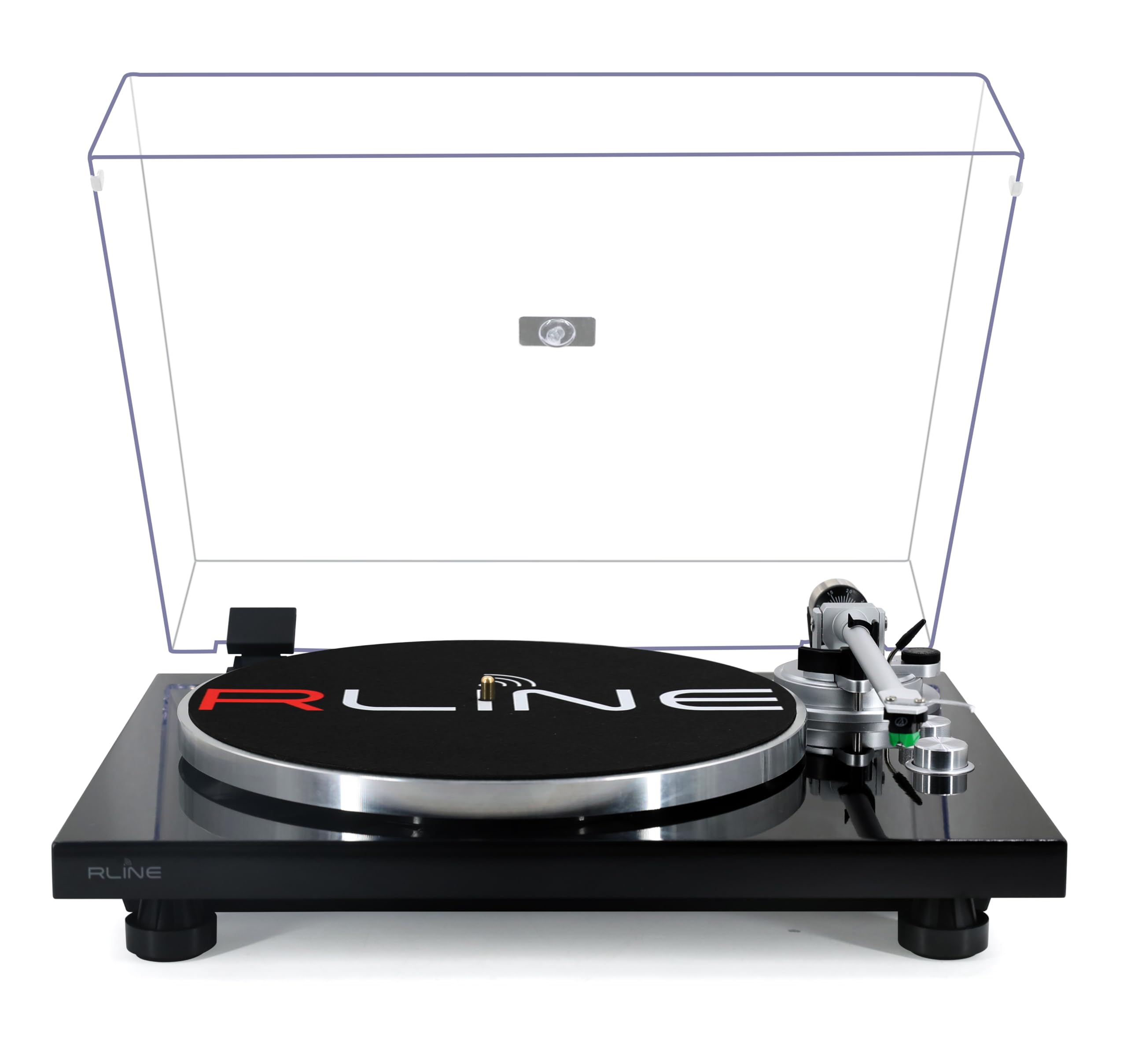 RLINE - Giradischi Vinili Bluetooth Nero Lucido, Lettore Vinili 33 e 45 Giri, Piatto 12" in Alluminio Pressofuso, Cartuccia Magnetica VM-​95E, Pre-​amplificatore Attivabile, Funzione Anti-​Skating