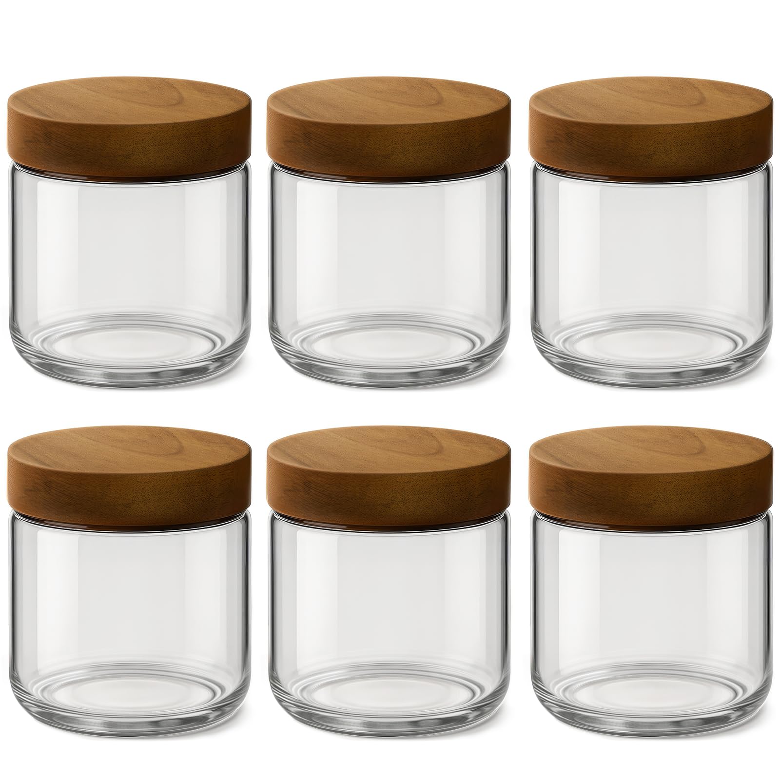 Photo 1 of 10oz 6 Pack Glass Mason Jars Overnight Oats Containers with Acacia Wood Lid