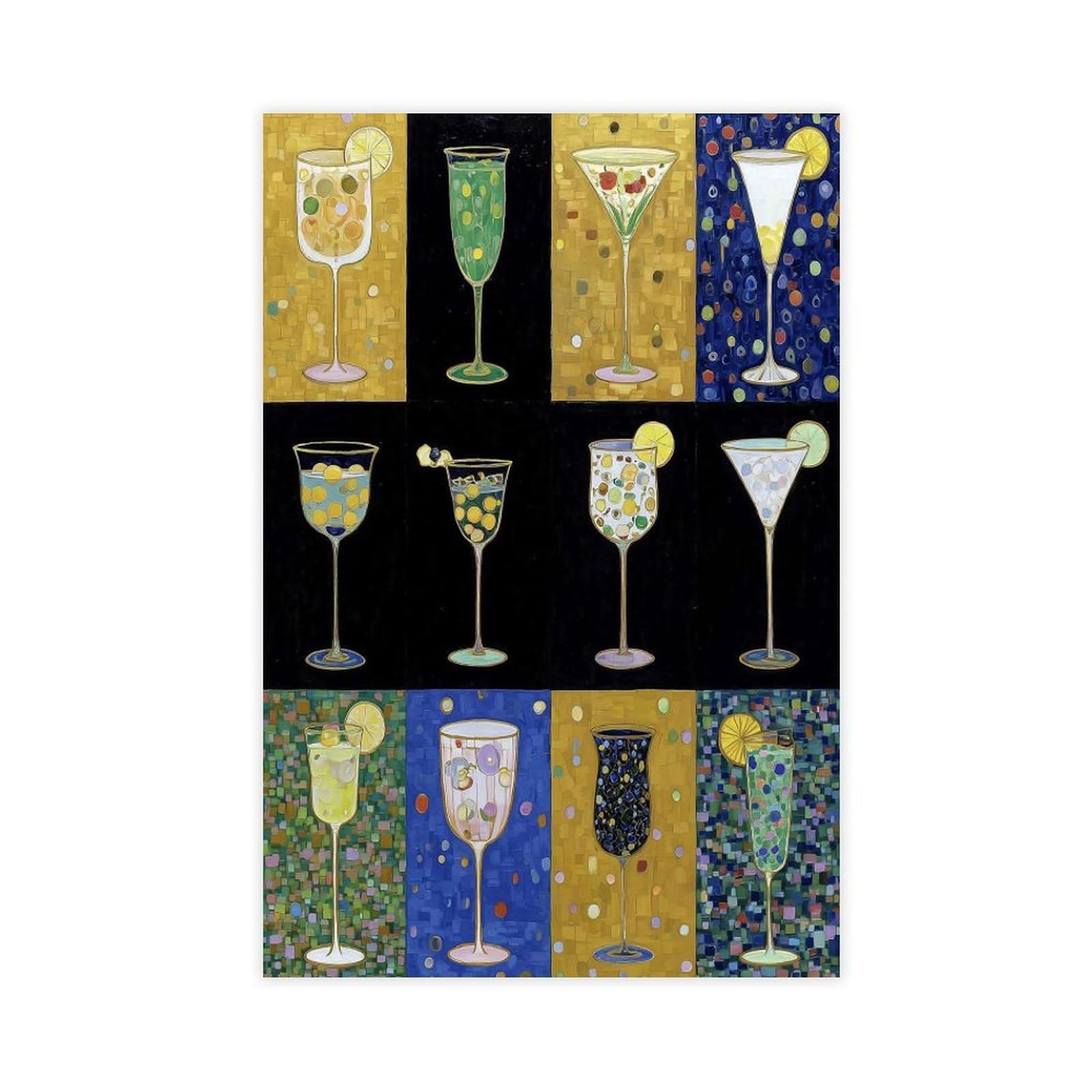 Ywtjax Unframe-Style Cocktail Glasses Art Print Poster Canvas Poster For Home Decor Gift