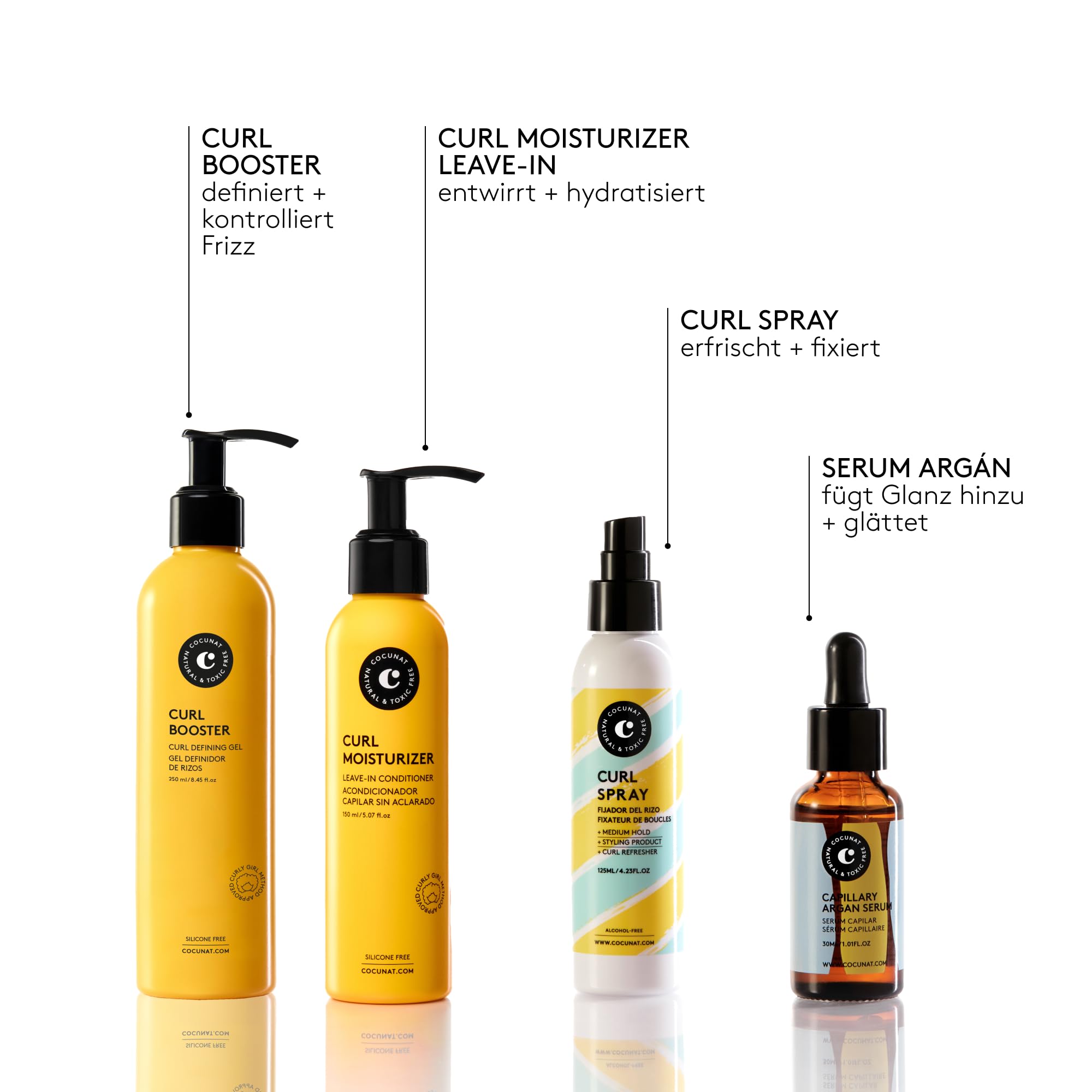 COCUNAT - Curly Methode - Curl Booster + Leave In Conditioner - Locken Gel - Anti Frizz - Spendet Feuchtigkeit, Nährt, Stärkt - Curl Cream - 250ml + 150ml