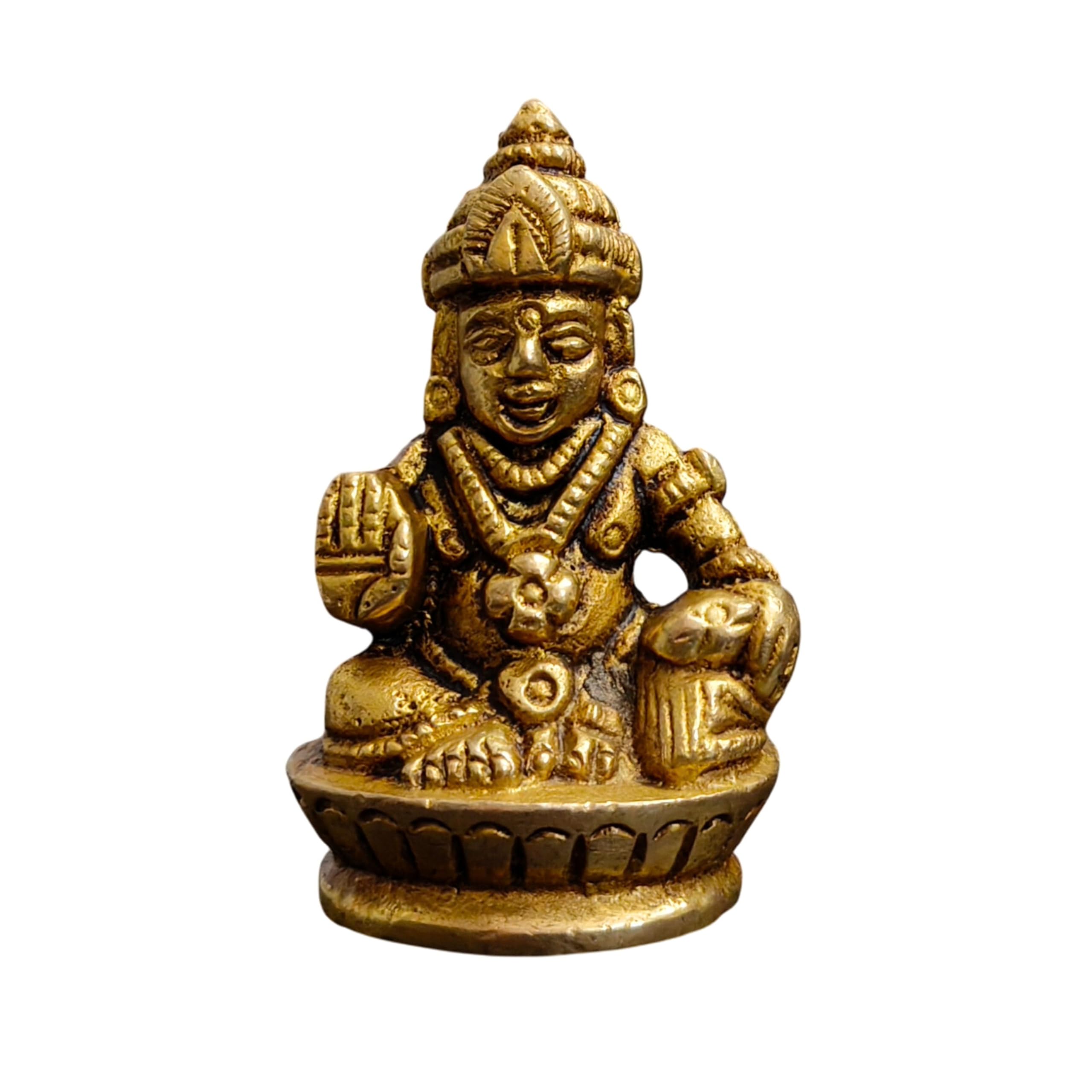 Brass Kuber Statue Idols God of Wealth Sculpture Deity Figurine Diwali Gift Worship Decor Kubera Kuvera Dhanpati Vaisravana Raja Murti Sculpture Gift Puja Room Spiritual (Brass Kuber Statue 2.5"inch)