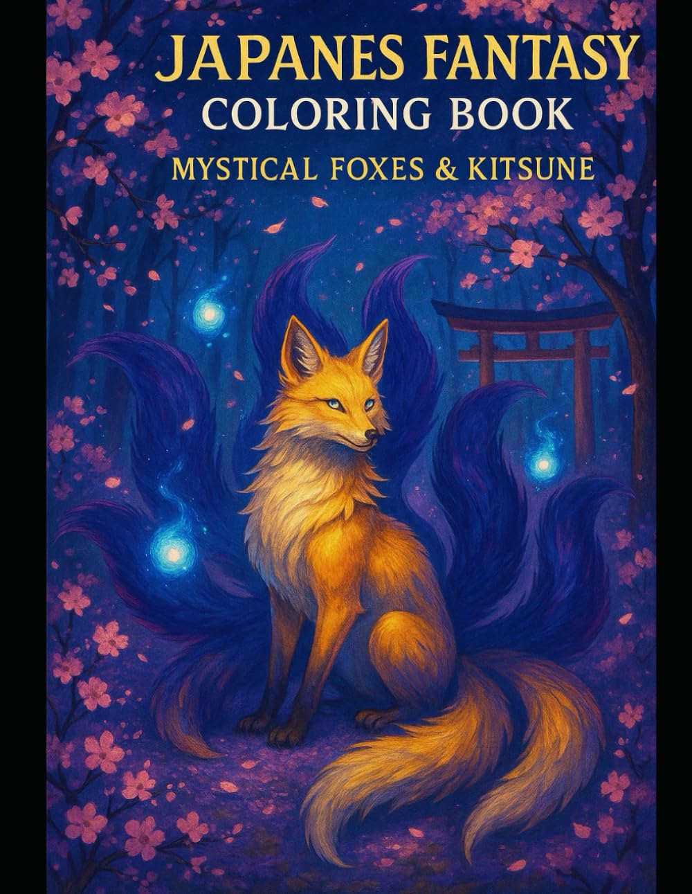 Japanese Fantasy Coloring Book: Mystical Foxes and Kitsune - 50 Beautiful Illustrations for Adults