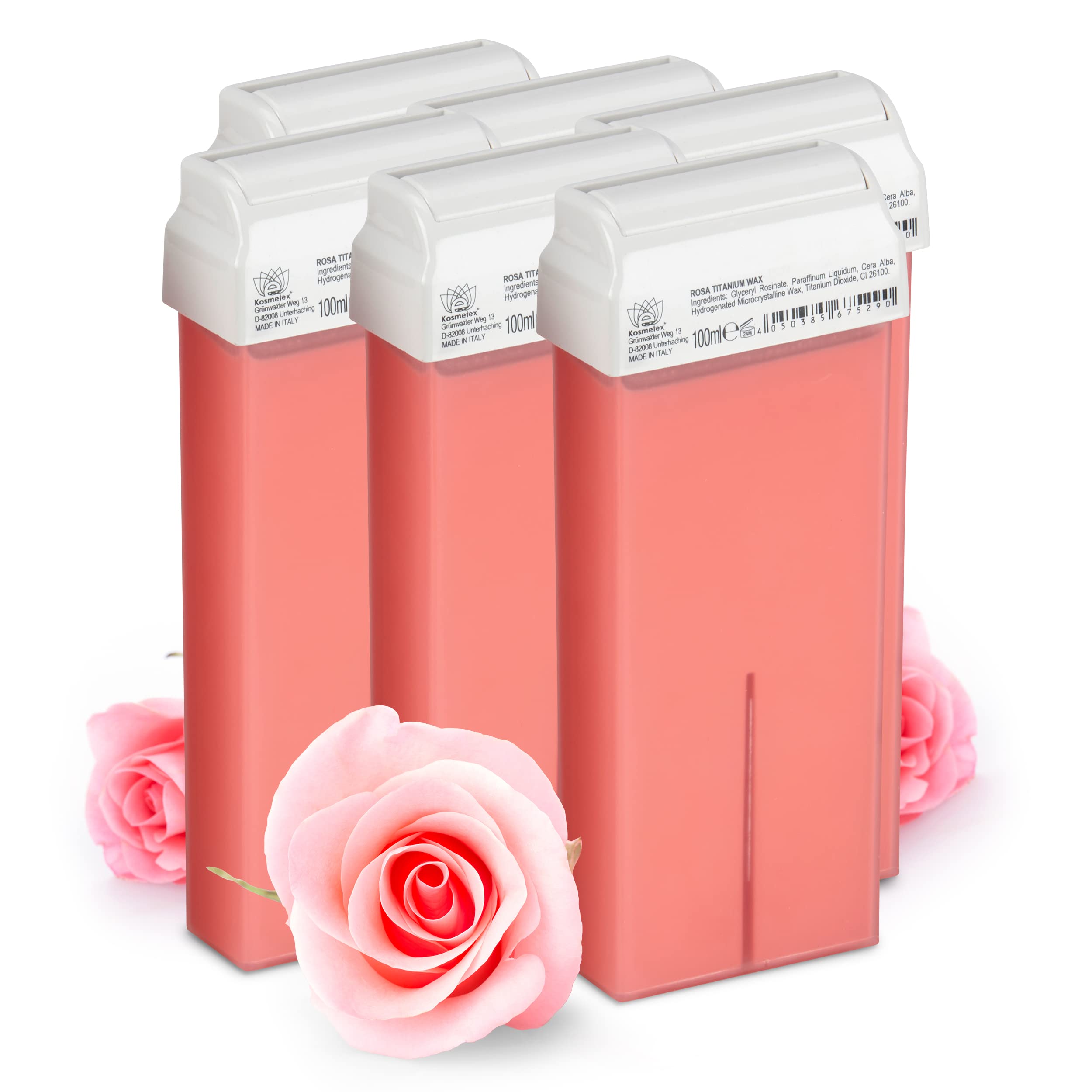 Kosmetex Roll On Wax Wax Roller wkłady do usuwania włosów, wkłady z gorącym woskiem, 6 x 100 ml