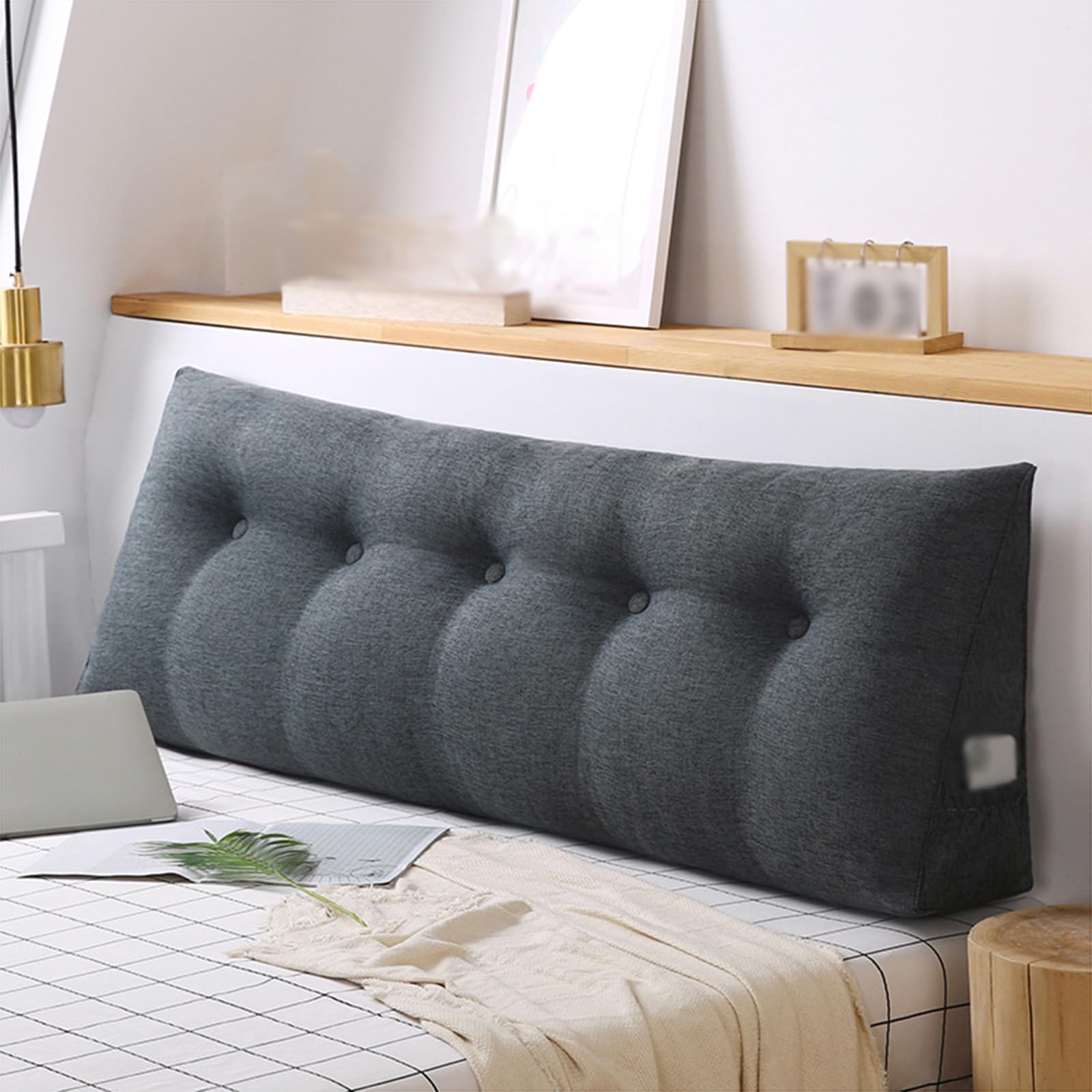 XZLZMYP Wedge Headboard Pillows Bolster for Bed Rest Reading Pillows for Sitting in Bed Triangular Reading Pillow Backrest Positioning Support Cushion with Removable Cover,E,80x50x20cm