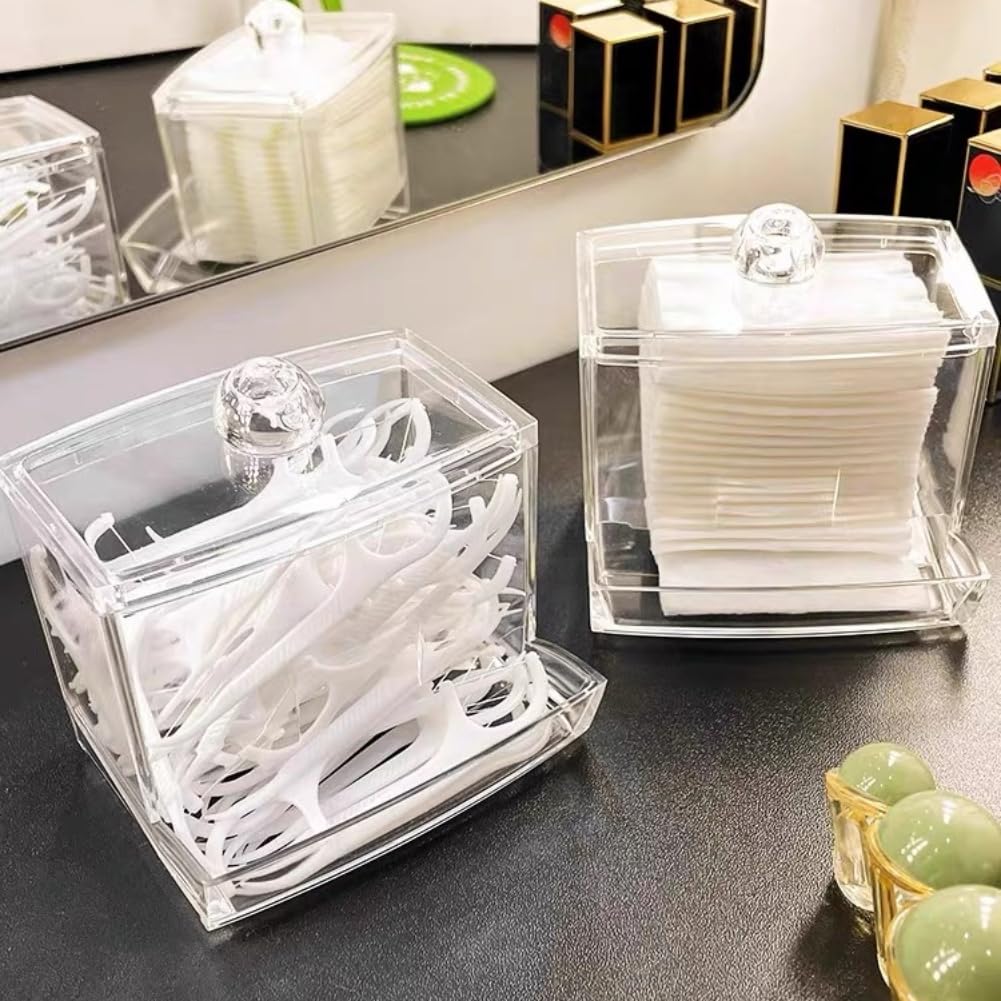 AUNMAS Bastoncillo De Algodón, Caja Transparente With Acceso Inferior Fácil Y Diseño Apilable For Almacenamiento De Cosméticos En Baño O Dormitorio Material Ps Transparente Tamaño 8.8 X 7