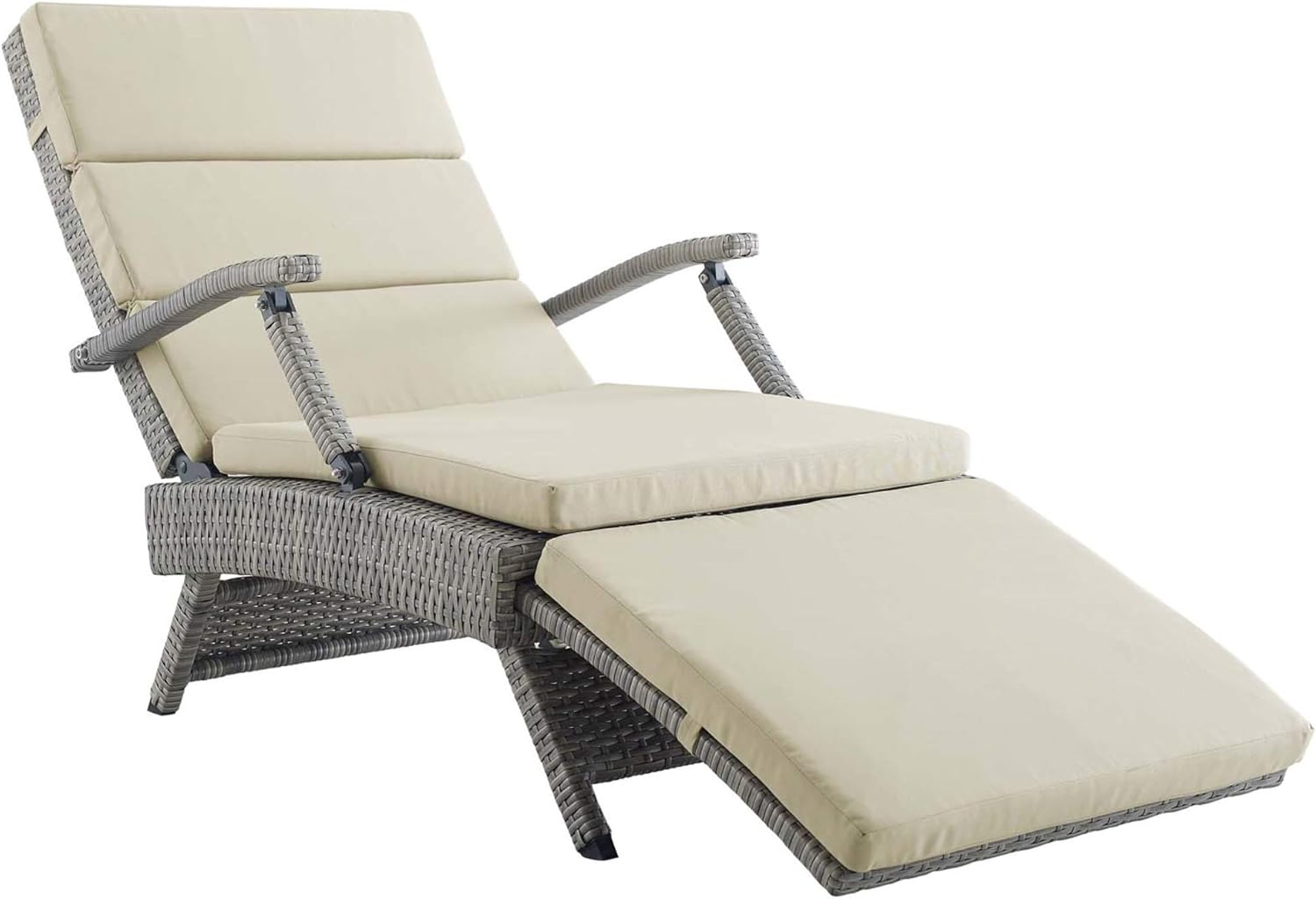 Ergode Envisage Outdoor Patio Chaise Lounge Chair | Durable Aluminum Frame | UV-Resistant Wicker Rattan | Reclining Positions | All-Weather Cushions | Foldable Design