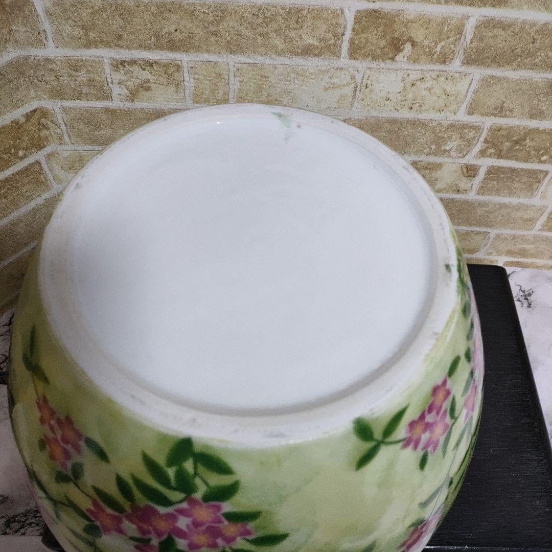 陶器製 緑ベース蝶と花柄の火鉢 金魚鉢 メダカ鉢 陶器製 緑ベース蝶と花柄の火鉢 金魚鉢 メダカ鉢 陶器製 緑