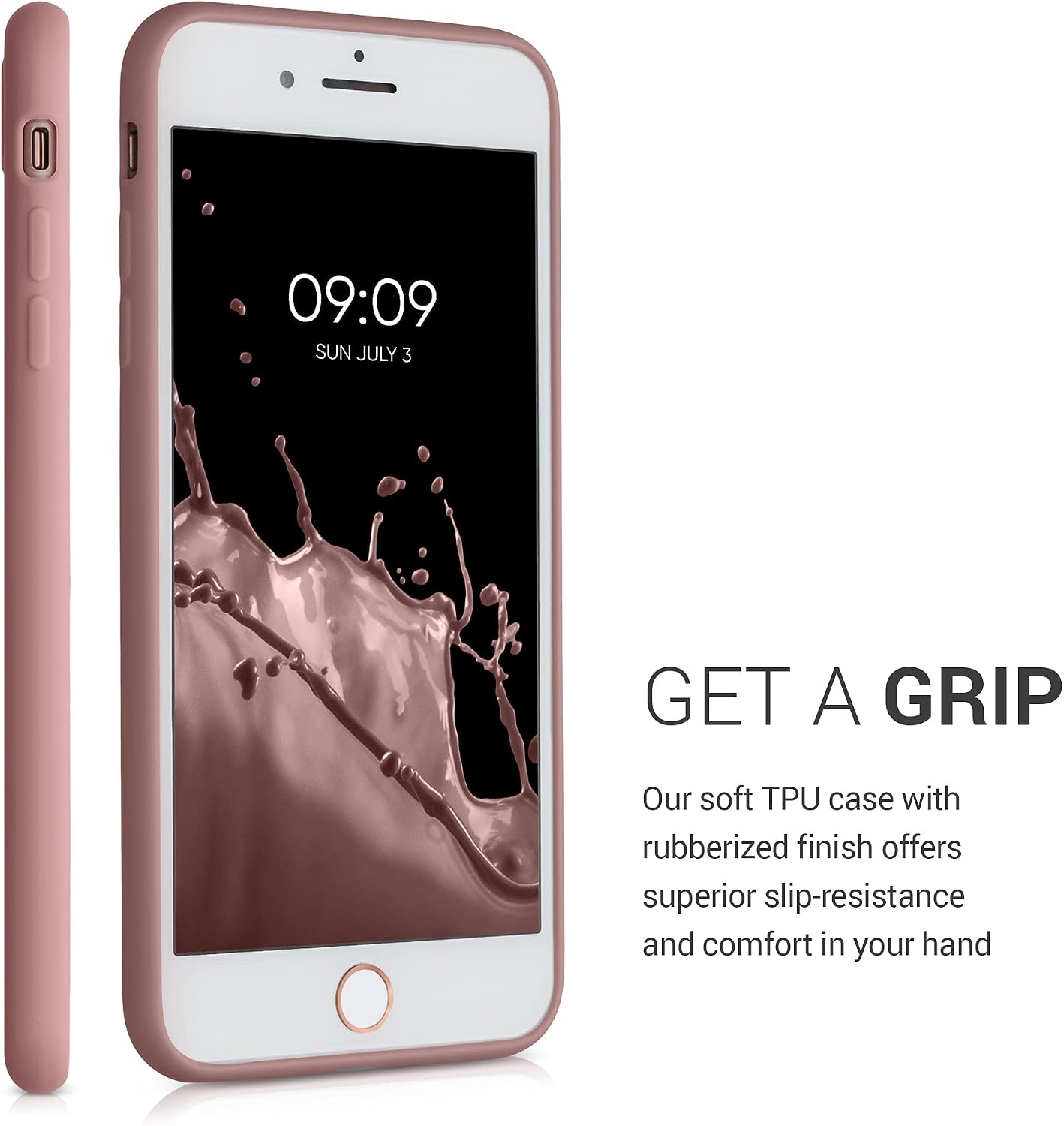 kwmobile Case Compatible with Apple iPhone 7 Plus/iPhone 8 Plus - Soft TPU Phone Cover with Card Holder and Silicone Finish - Winter Rose