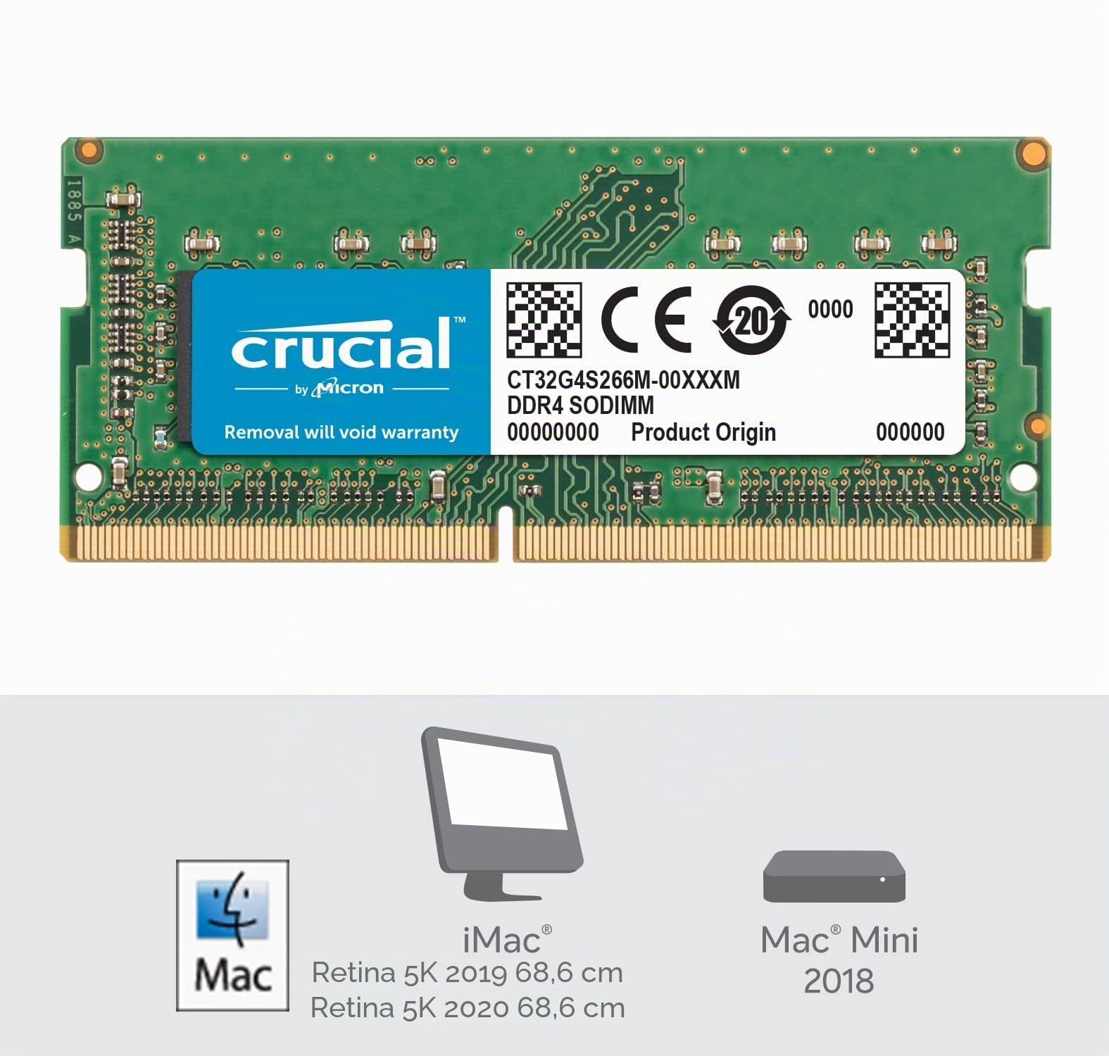 Crucial RAM CT32G4S266M 32 GB DDR4 2666 MHz CL19 Memoria para Mac