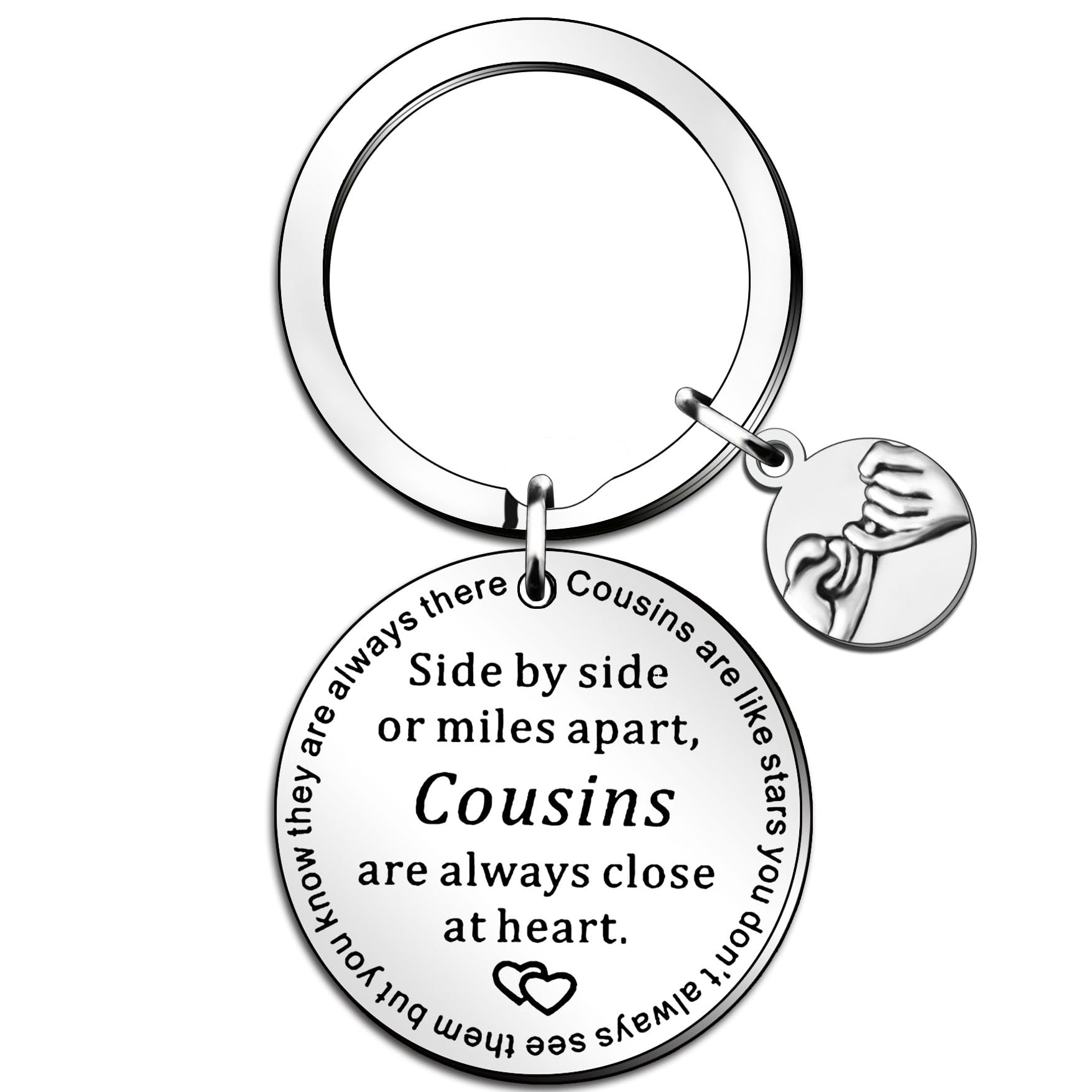 QMVMV Personalised Cousin Keyring Keychains For Women Men Girls Boys Birthday Christmas Long Distance Gifts Engraved Side by Side Or Miles Apart Cousins Are Always Close At Heart