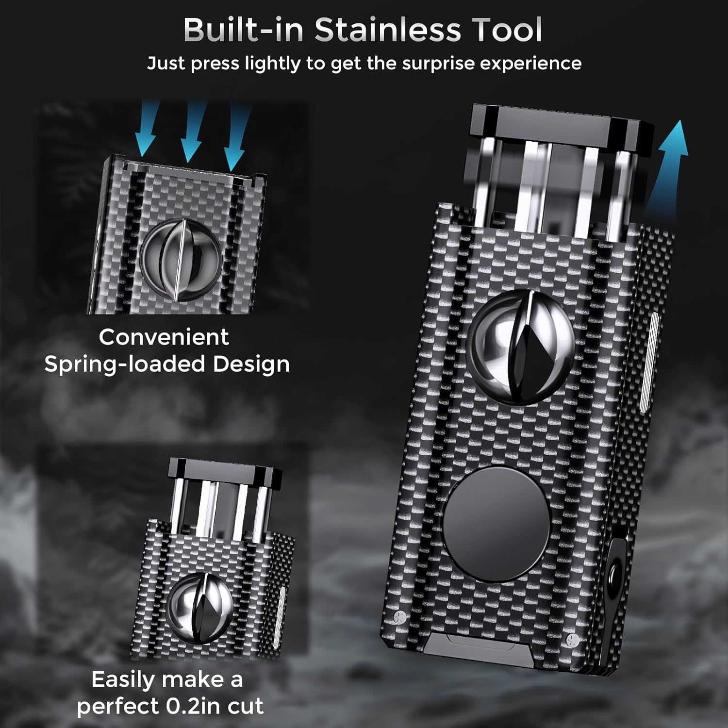 5-in-1 Torch Lighter, Built-in Multi-Functional Accessories, Punch, Draw Enhancer Tool, Holder, Triple Jet Flame, Premium Gifts for Men/Women, Butane Refillable Windproof Lighter for Candles, Travel