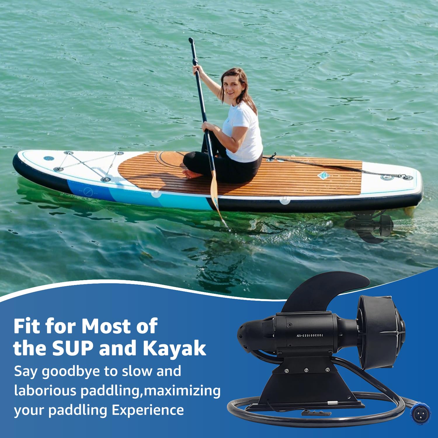 Motor de Pesca Subacuático para Bote Transat (Float Tube), Aleta Eléctrica para Kayak de Pesca y Tabla de Paddle Surf (SUP), 600W, 24V Empuje de 28 Libras (Sin batería)