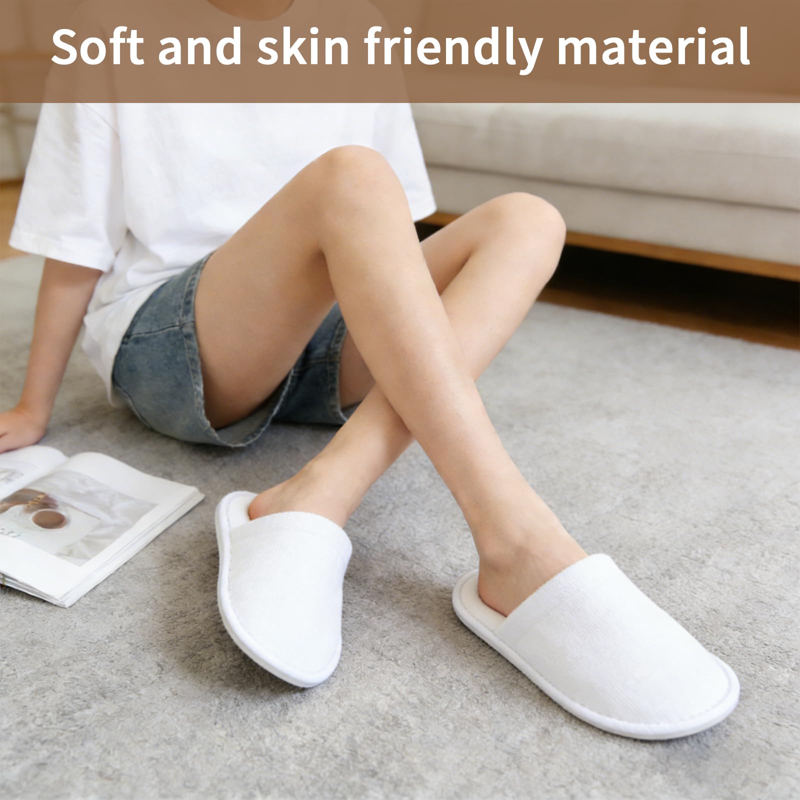 Set di 3 paia di pantofole antiscivolo, adatte per hotel, spa, casa e viaggi; pantofole usa e getta, unisex.