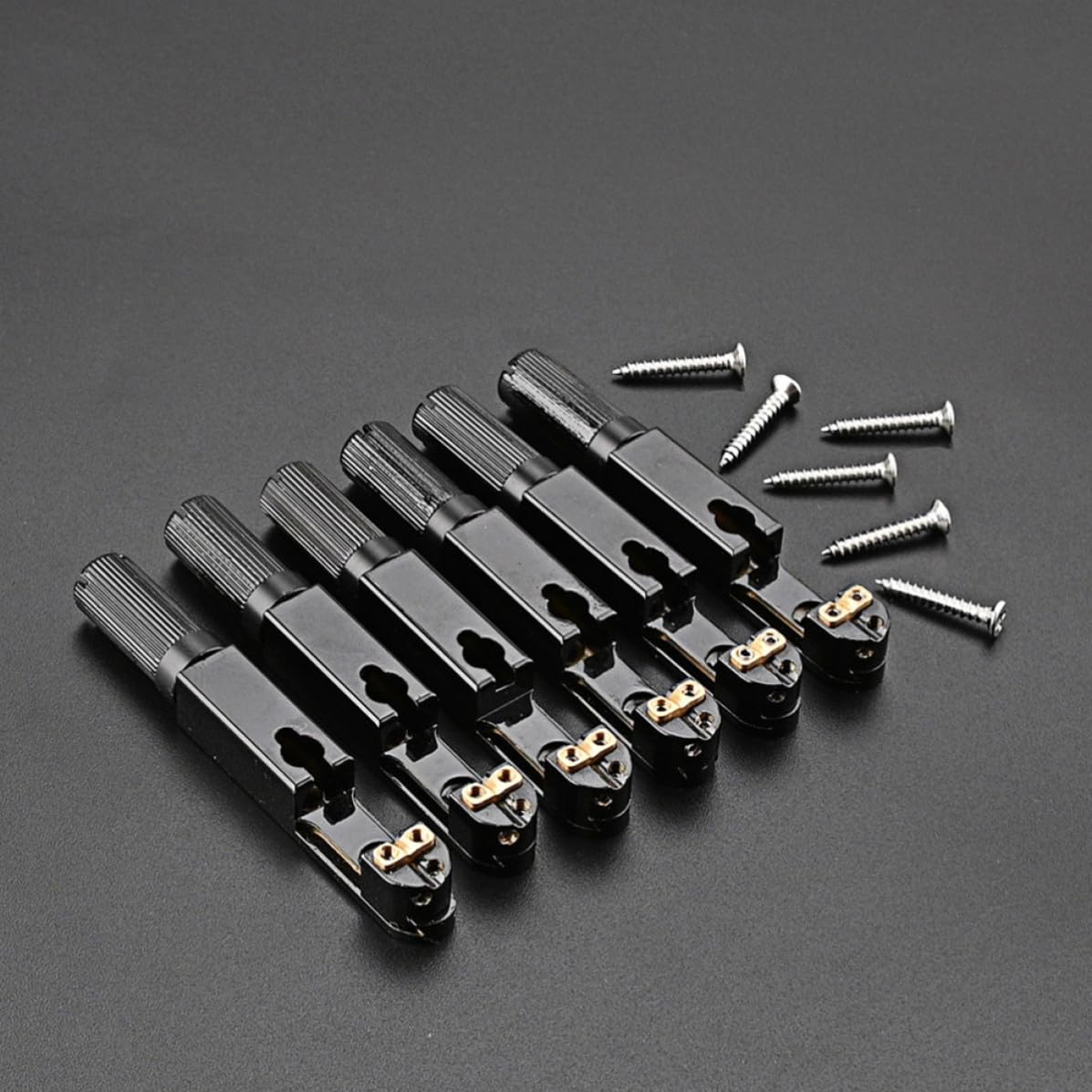 Gitarrenzubehör Metall Gitarrenbrücke Schwarz mit Kompletter Brückenteile Zubehör für Gitarrenreparatur und Austausch Defekter Teile Satz