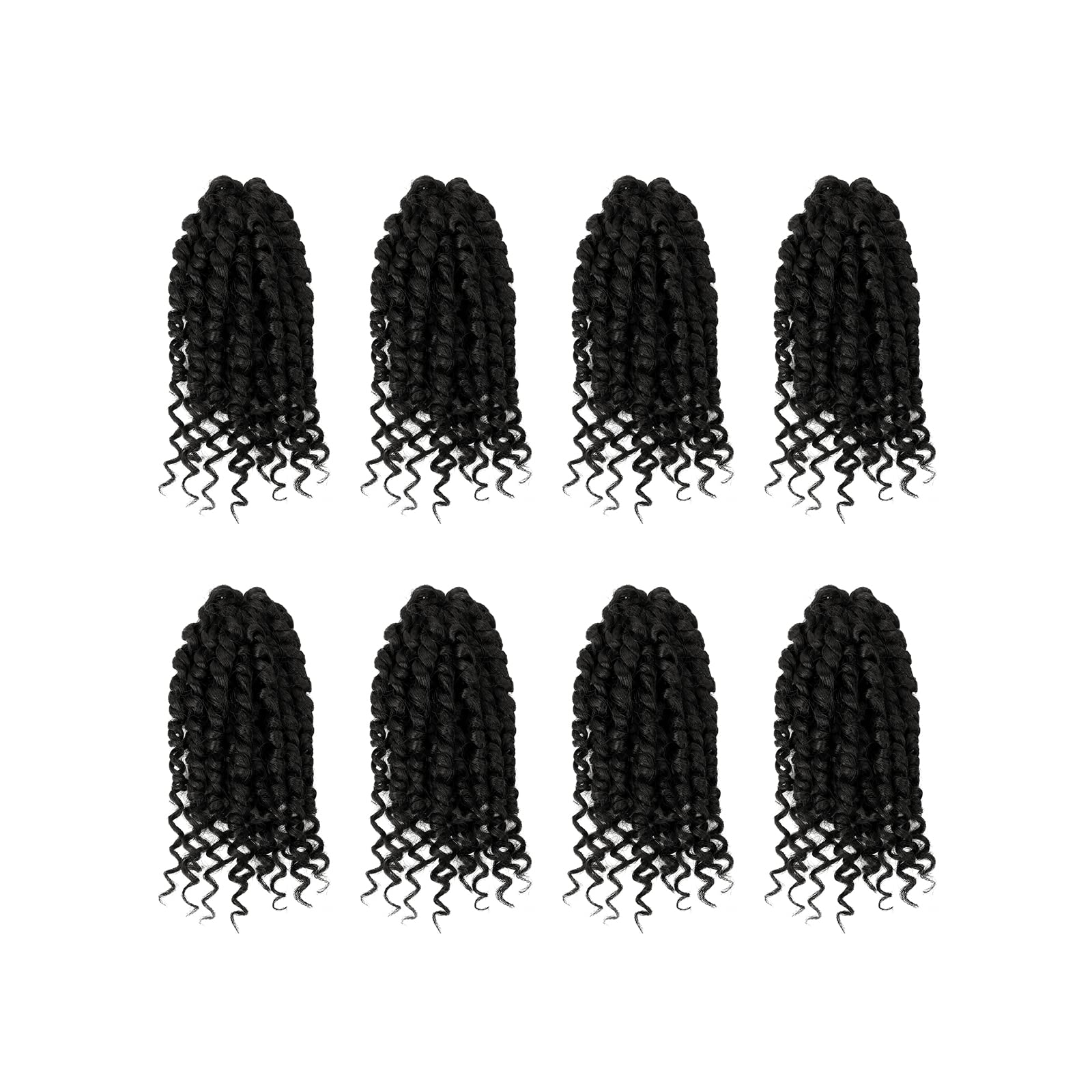 Bileaf Short Passion Twist Hair 6 Inch Pre-twisted Passion Twist Crochet Hair 8 Packs Pre-looped Crochet Passion Twist Braiding Crochet Hair for Women