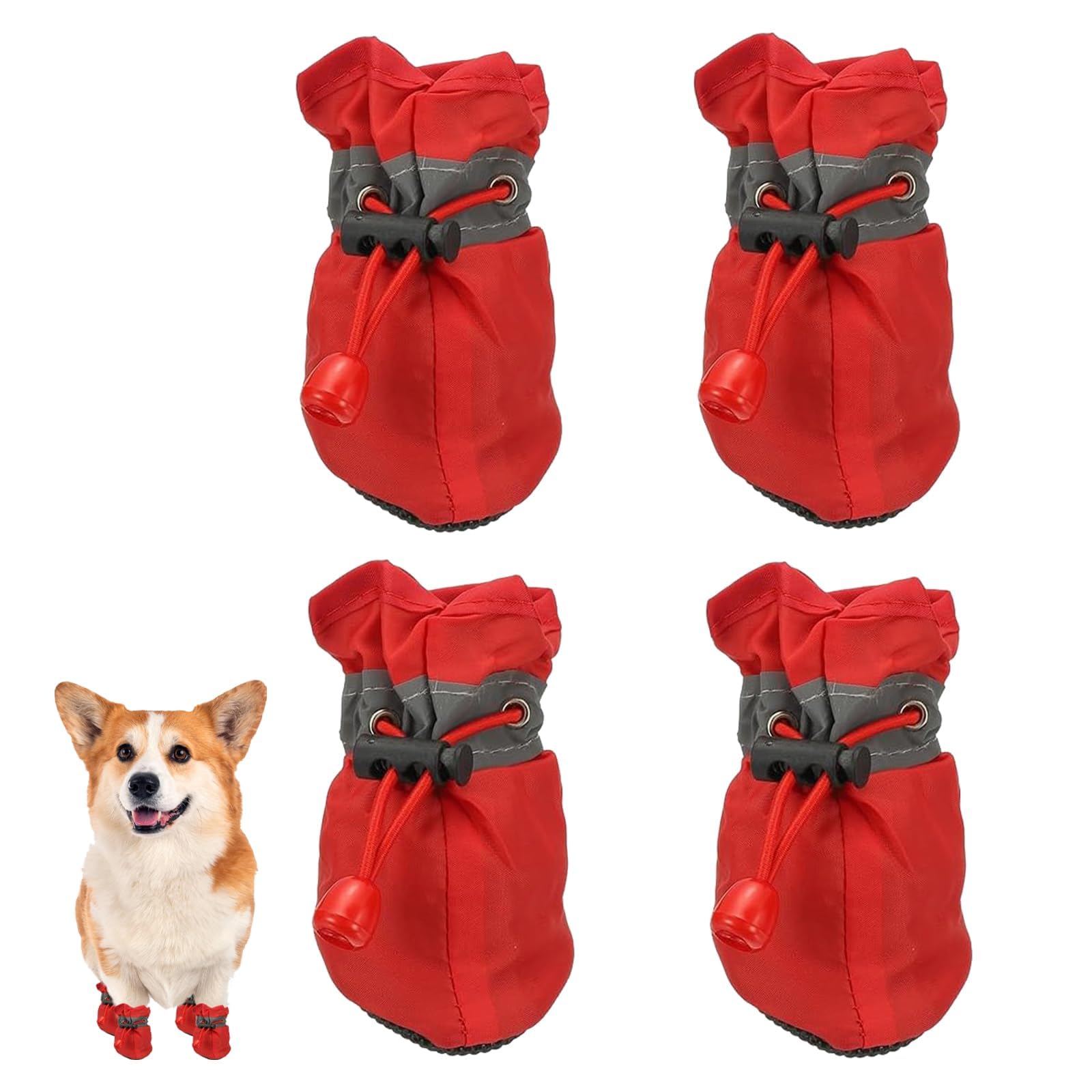 4pcs pet paw boots, veterinary recommended protective shoes for injured paws recovery, hot pavement outdoor protection anti-slip dog booties for shih tzu lhasa apso bichon cats (red)