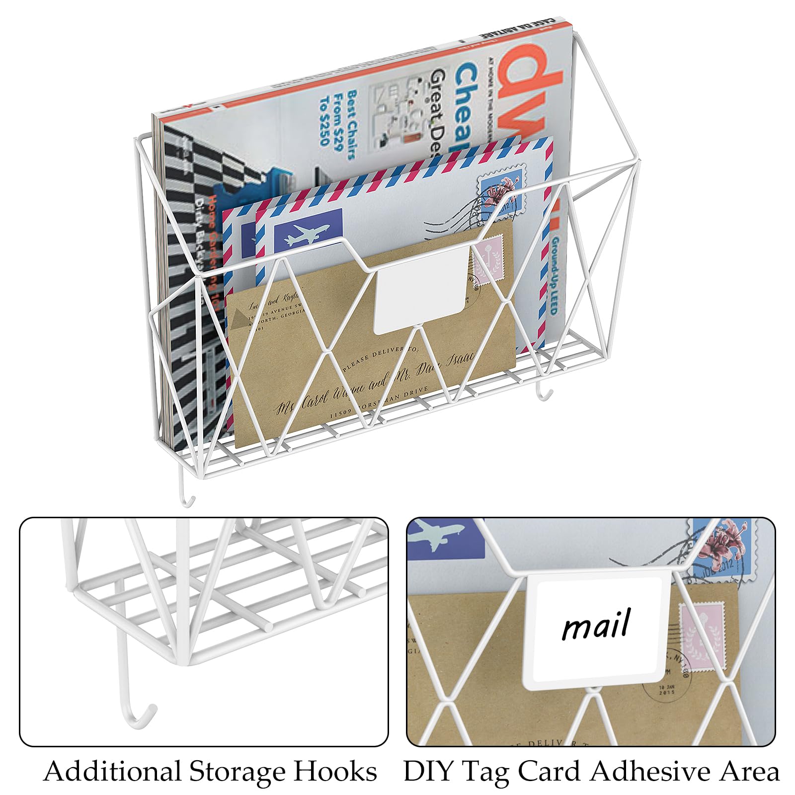 YBING Wall File Organizer Mesh Hanging Wall Files Holder 6 Pack Hanging - View #5