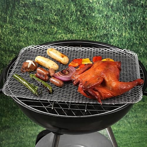 Miniatura 4 de Luxshiny Alfombrilla de malla para barbacoa 10 piezas desechables de aluminio para parrilla, sartenes de red antiadherentes, rejillas de rejilla de
