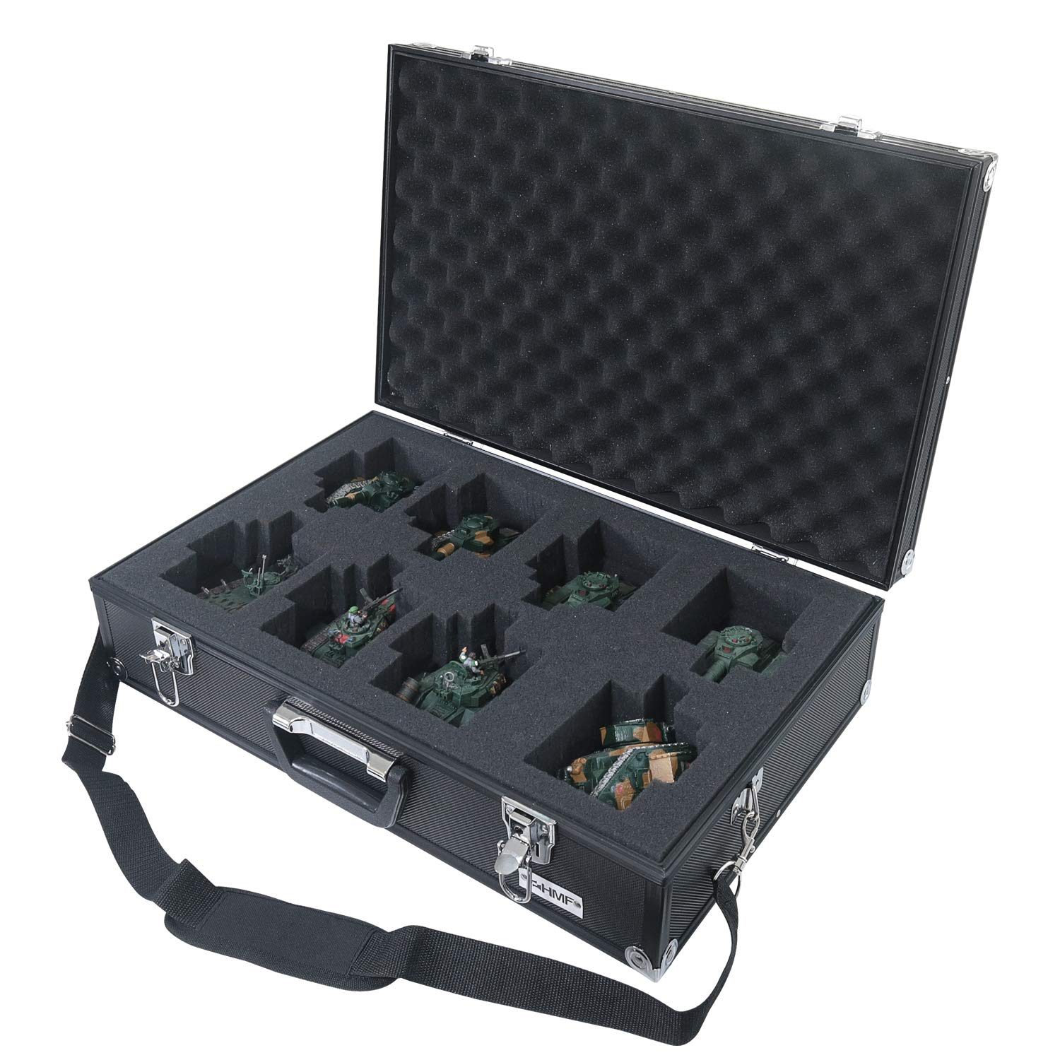 HMF 14521-02 Valigetta per Fotocamera in Alluminio, Custodia per Pistole con Schiuma Raster | 56,5 x 36 x 16 cm | Nero