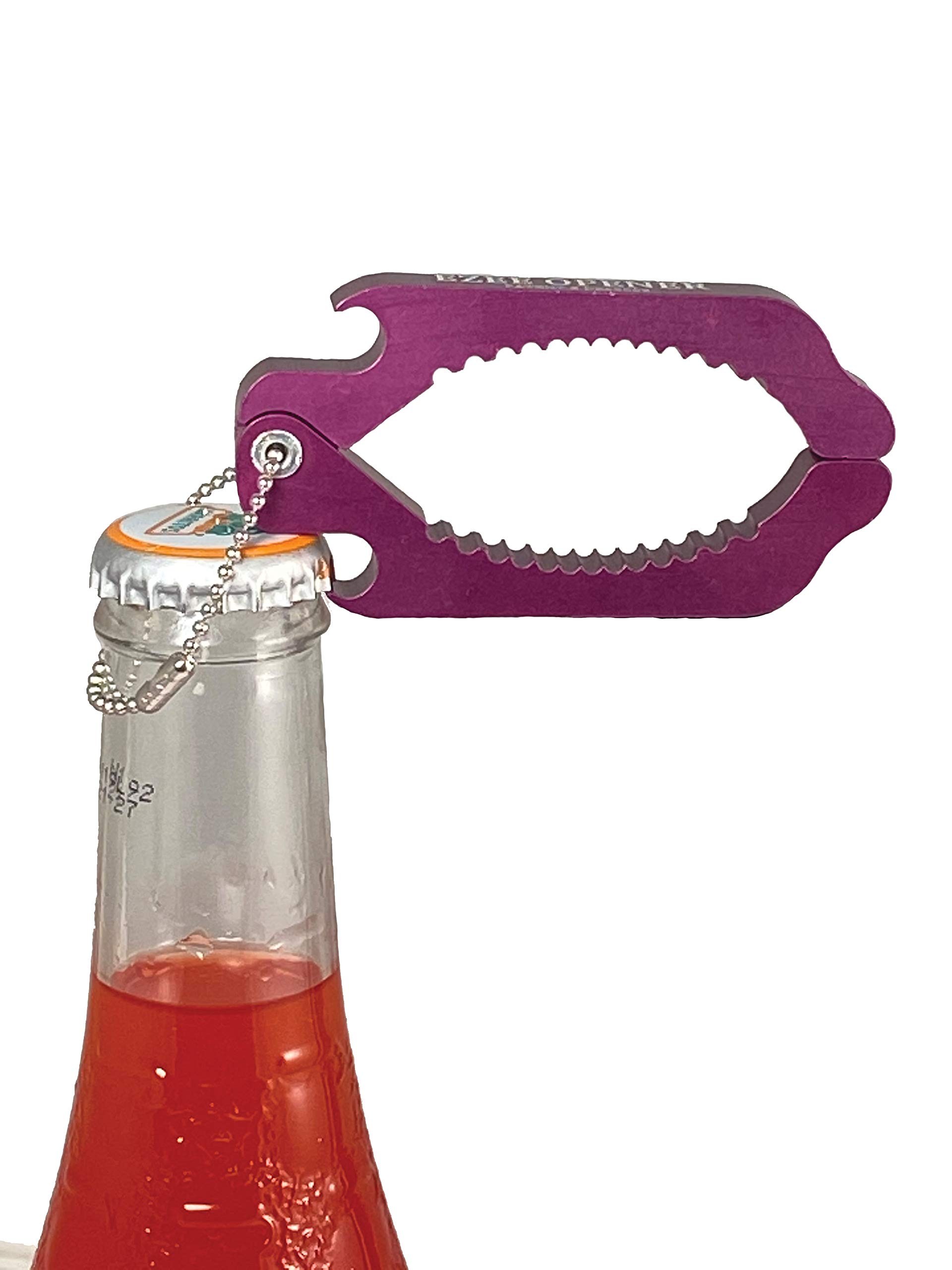 Ezee Opener - (Red) Aluminum Keychain Multi use opener - perfect for arthritis and weak hands - opens to 2 1/2