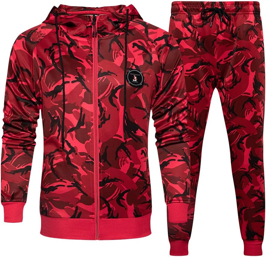 MANLUODANNI Mens Sweatsuits 2 Piece Hoodie Tracksuit Casual Comfy Camo Suits for Men