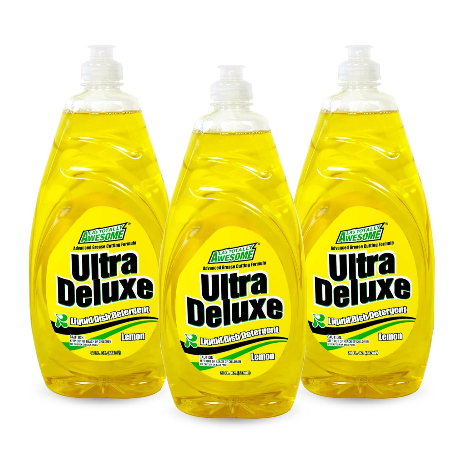 Las Totally Awesome Dish Soap Liquid Lemon Scent 30 fl oz Pack of 3 Grease-Fighting Dishwashing Liquid from