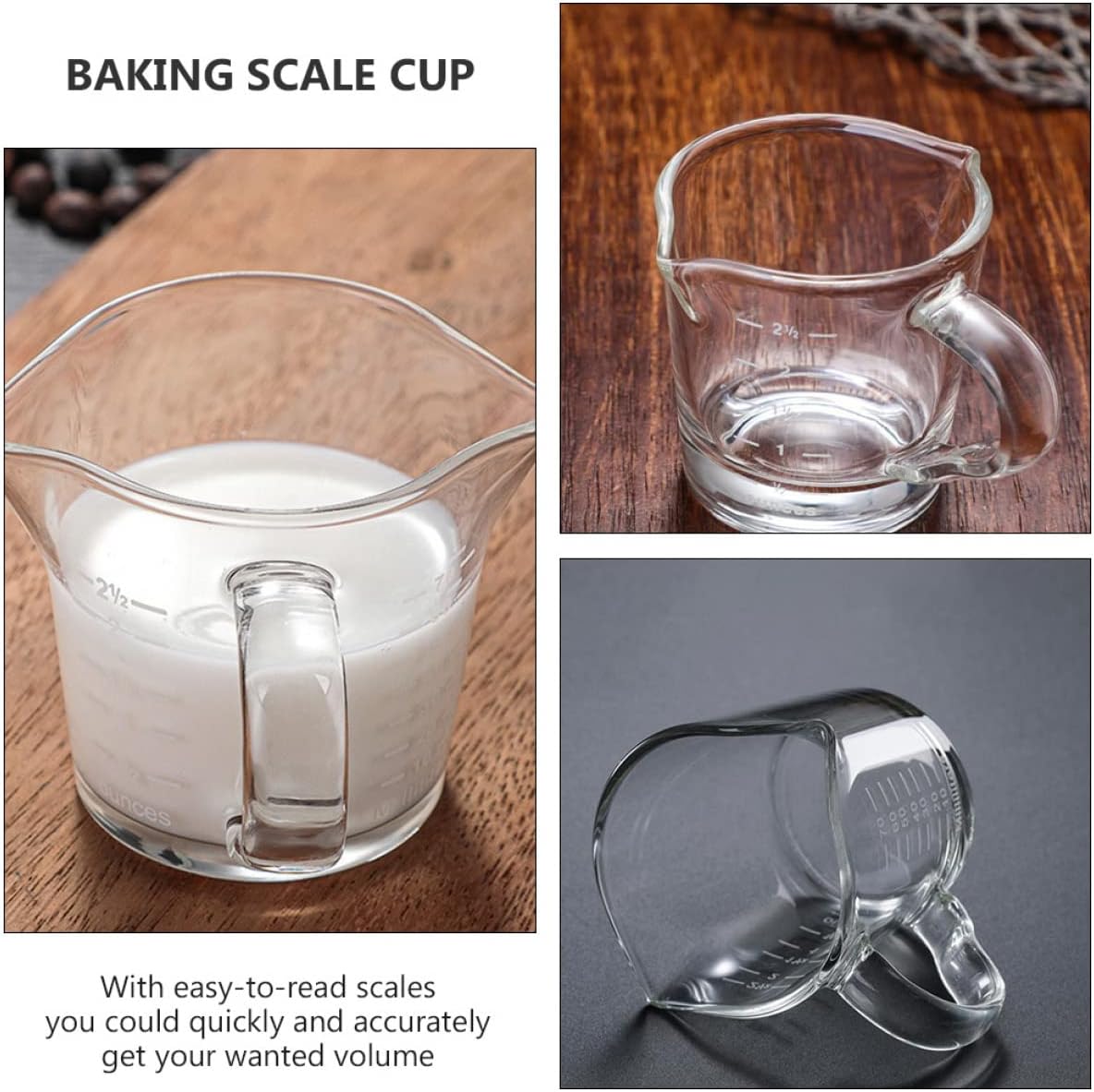 Supplies Baking Safe Creamer Restaurant Cups Cappuccino Cuptransparent Professional Jug Tool Cup Ml+ Borosilicate Double Beverages Beer Maker Kitchen Measuring Scale Latte(Transparent,5.5x5.5x6.5cm)