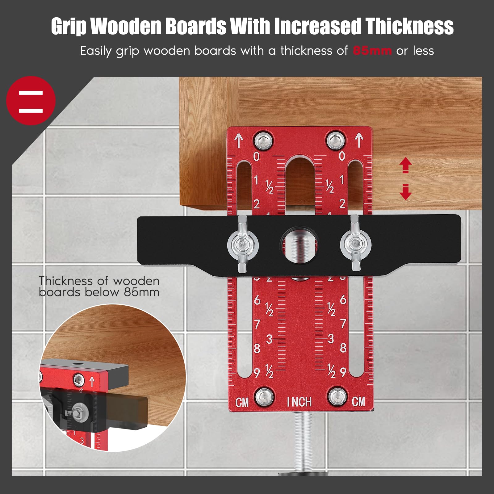 Adjustable Cabinet Door Installation Positioner with Door Rebounder,Cabinet Door Mount Locator with 0-75mm Adjustment Range,Aluminum Alloy Cabinet Hardware Jig for Woodworking - Image 3