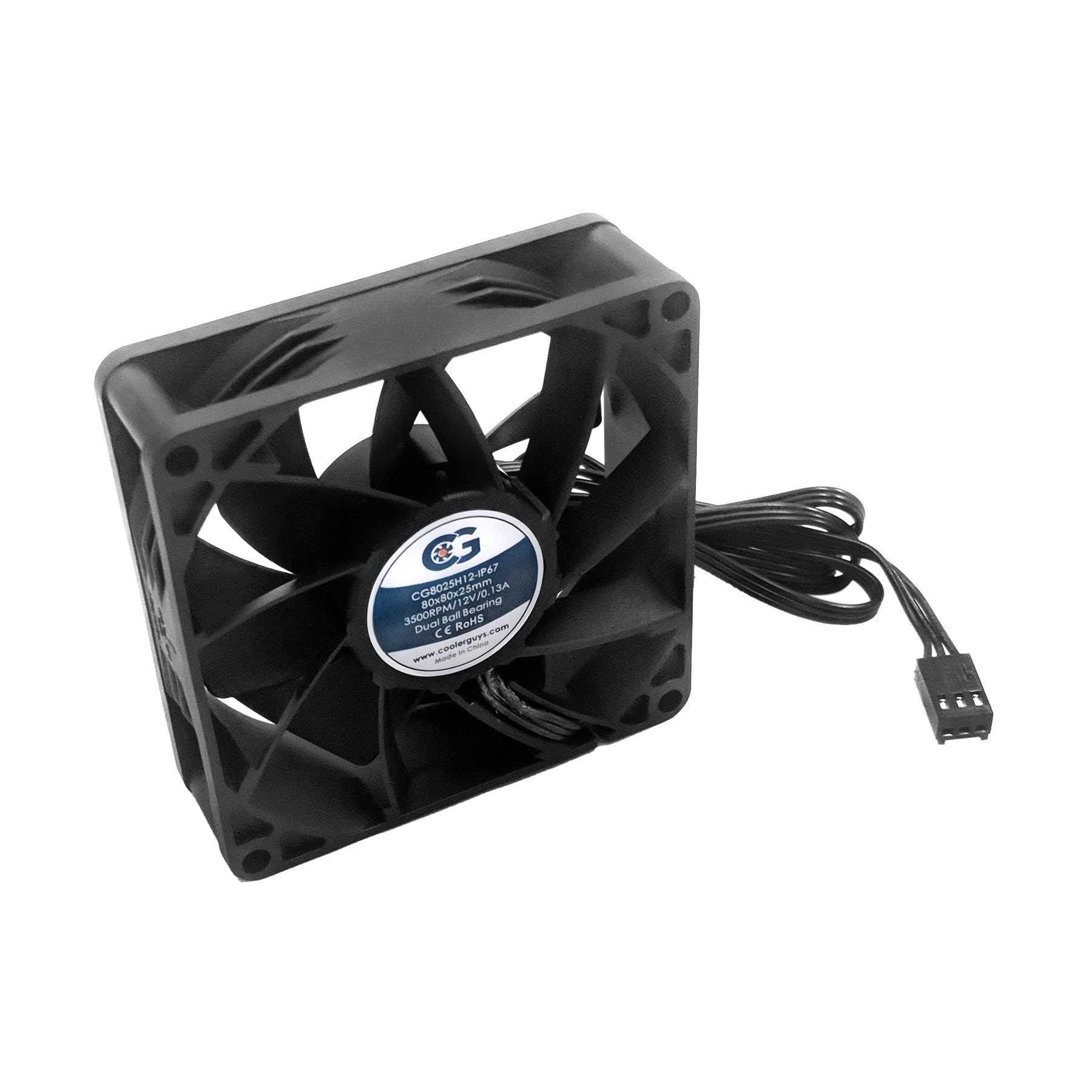 Coolerguys 80mm (80X80X25) High Airflow Waterproof IP67 12v Fan