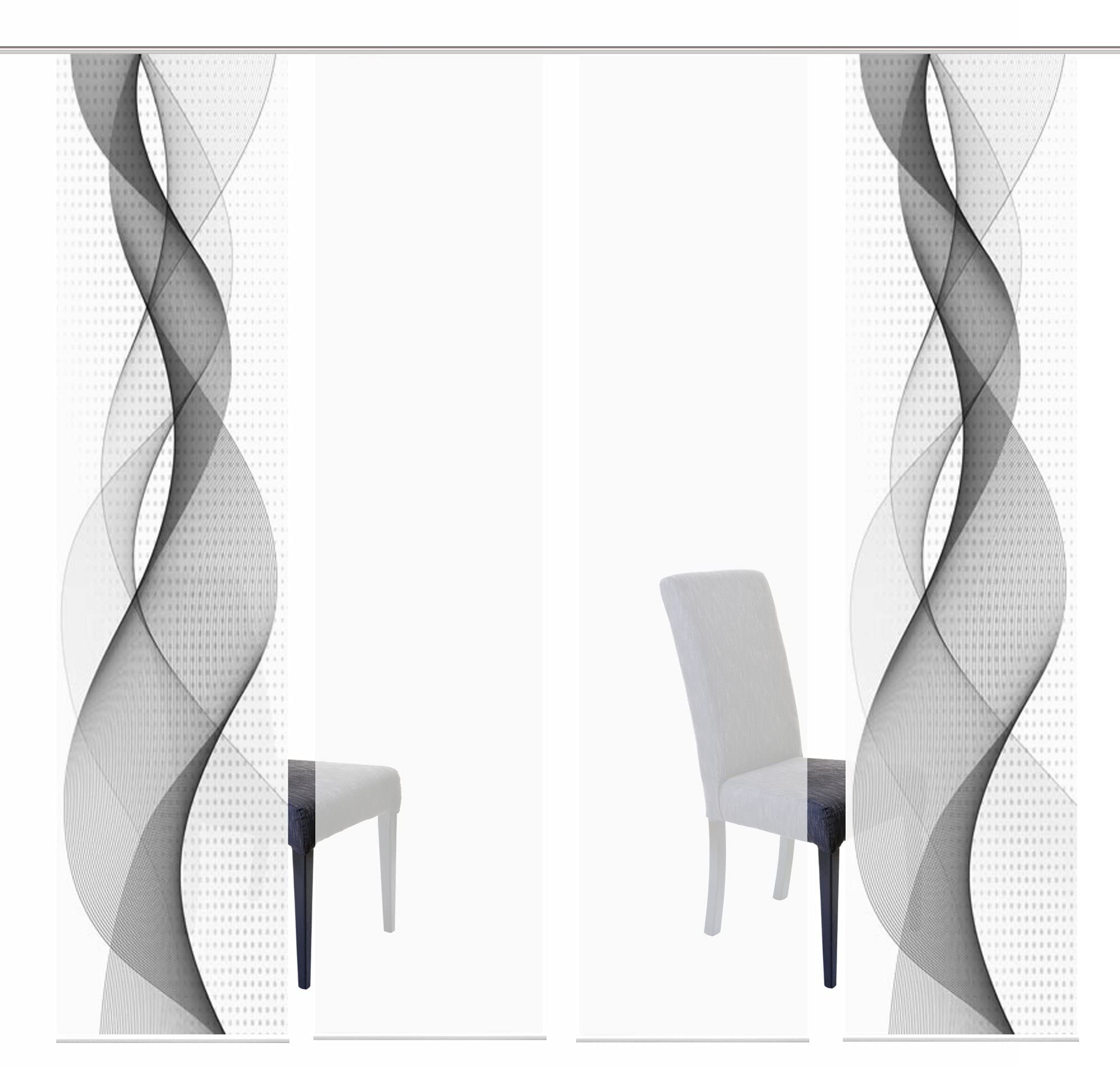 4er-Set Schiebegardine DILAILA, Blickdicht, Höhe 245 cm, grau