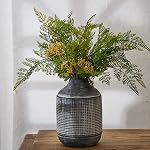 SIDUCAL Ceramic Rustic Farmhouse Vase, Sand Glaze Finish Boho Vase, Pottery Decorative Flower for Home Decor, Table, Living Room Decoration, Shelf Decor, Mantel, 7.4 Inch, Black