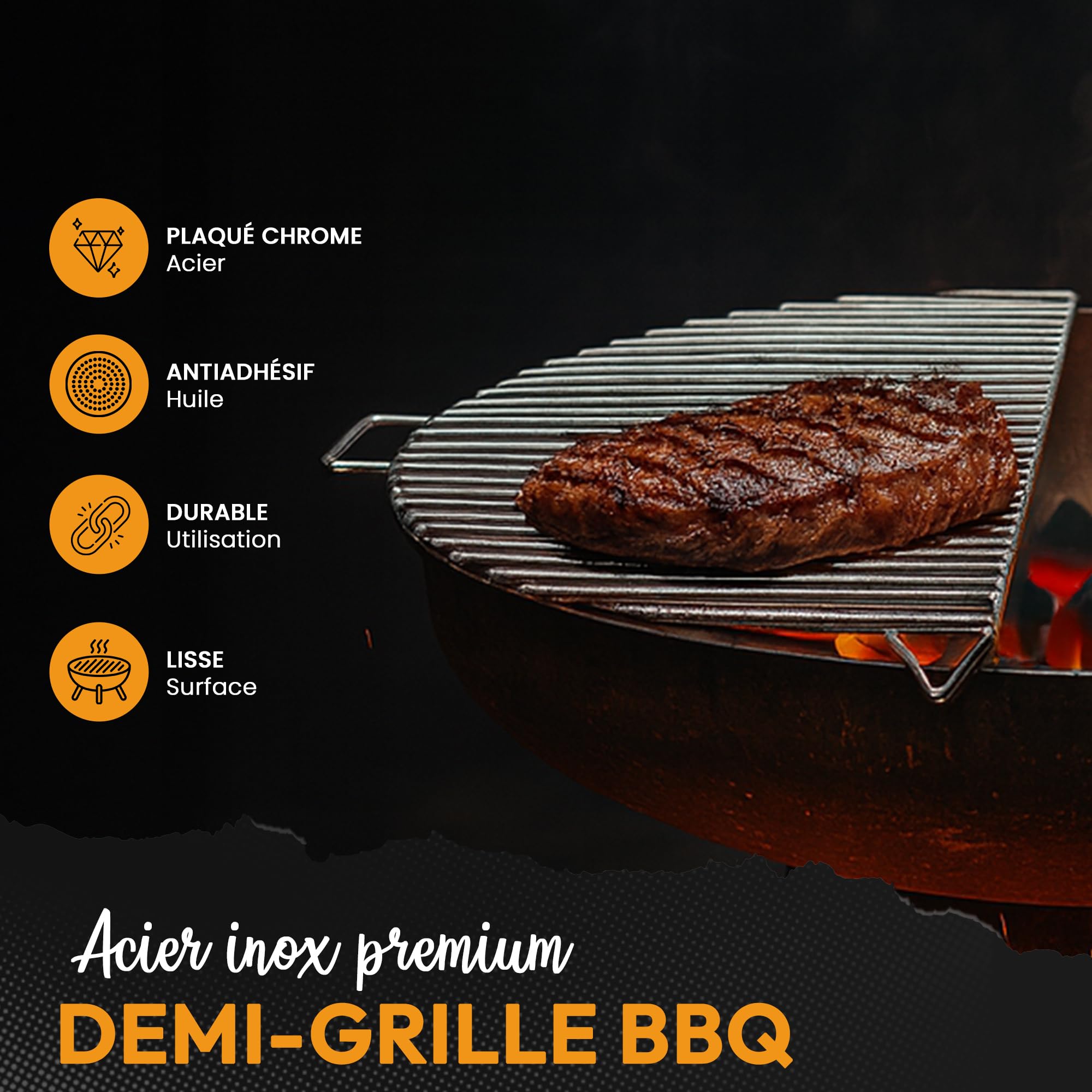 BonFeu ½ BonGrill Plaque de Grill Ø80cm - Plaque de Grill Gaz & Bois - Plancha Grill - Plaque de Cuisson - Plancha pour Cheminée de Jardin, Poêle de Terrasse et Foyer - Acier de Haute Qualité