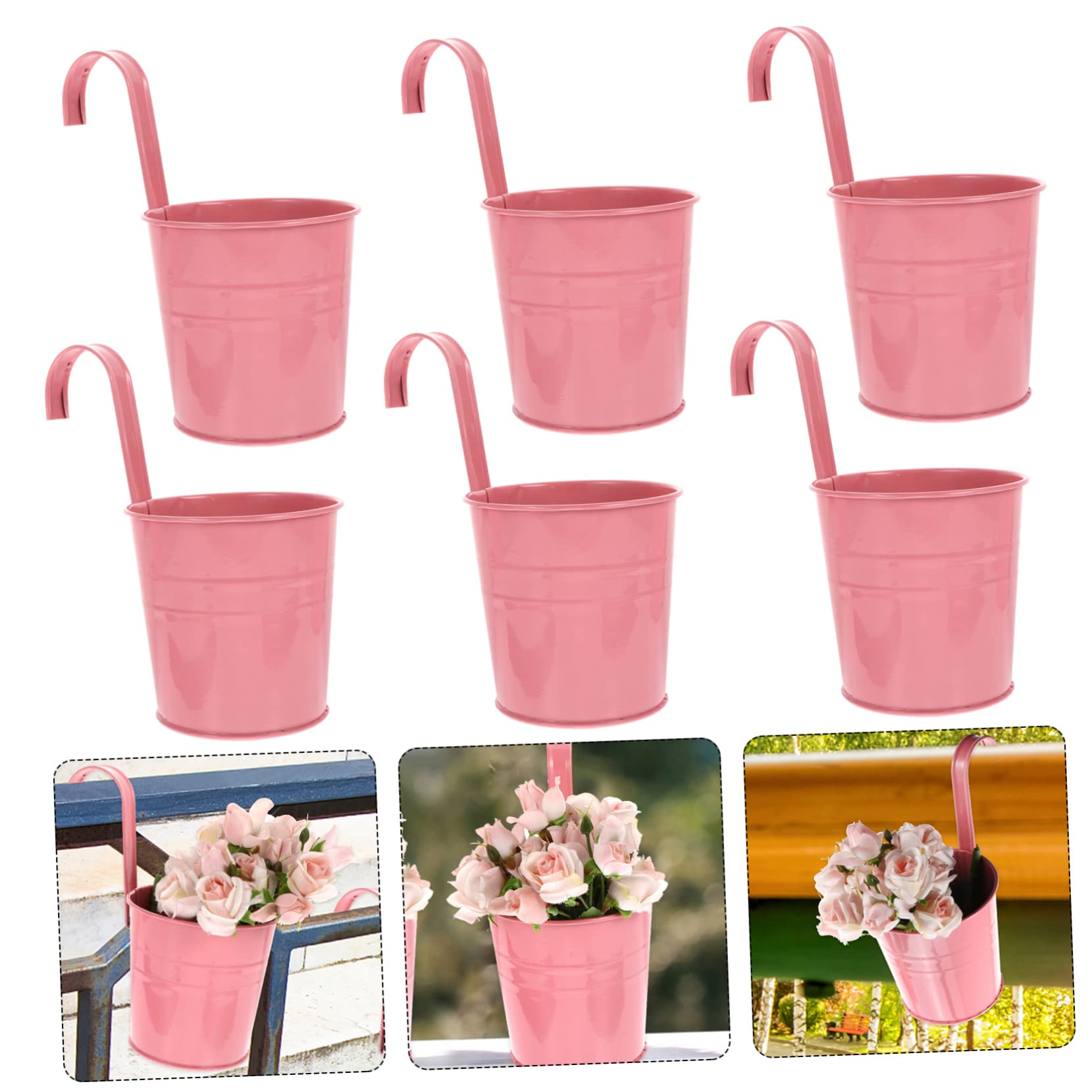 POPETPOP Porte-Fleurs Suspendu en Fer Rose 6 Pièces Décoratif