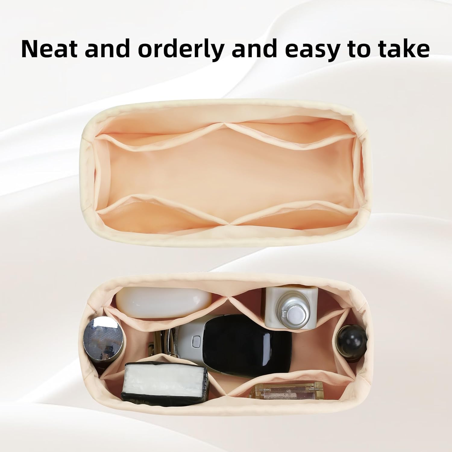 DGAZ Silk Purse Organizer Insert For Dior Book Tote mini/S/M/L，Silky Smooth Bag Organizer，Luxury Handbag & Tote Shaper（Craie，BT-S） - Image 4