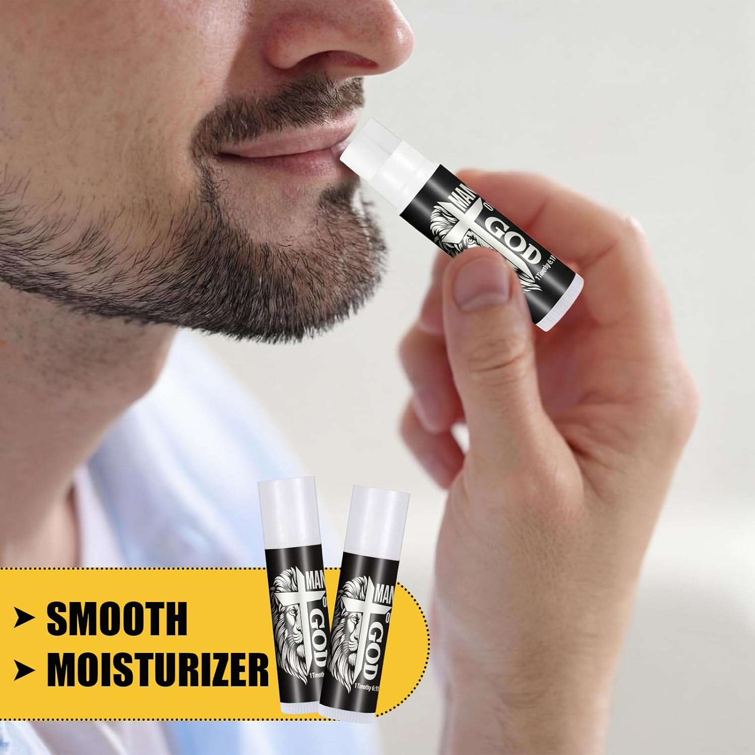 Leelosp 24 Set Father Day Church Gift Bulk Man of God Lip Balm Bulk Black Religious Bible Verse Gifts for Christian Appreciation Gift for Men Pastor Father's Day Coworker Team Church Party Favors