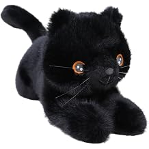 Black Cat Plush Stuffed Animal, Soft Kitten Pillow Toy for Children and Adults, 13.8 Inch Fluffy Black Cat Plushie with PP Cotton Filling, Ideal for Bedroom Decor, Sofa, and Gift Giving