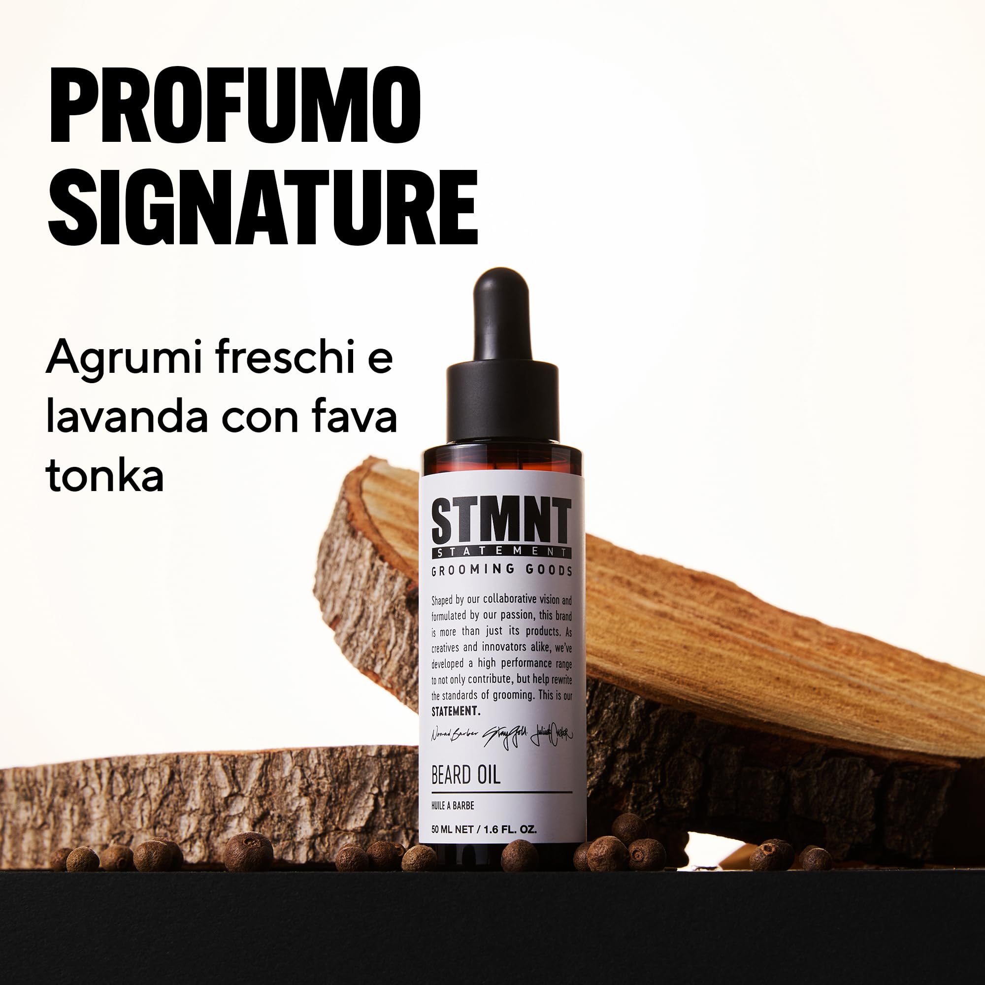 STMNT STATEMENT GROOMING GOODS Beard Oil - Olio per Barba Uomo - Idratante - Naturale - Agrumi e Legno 50 ml