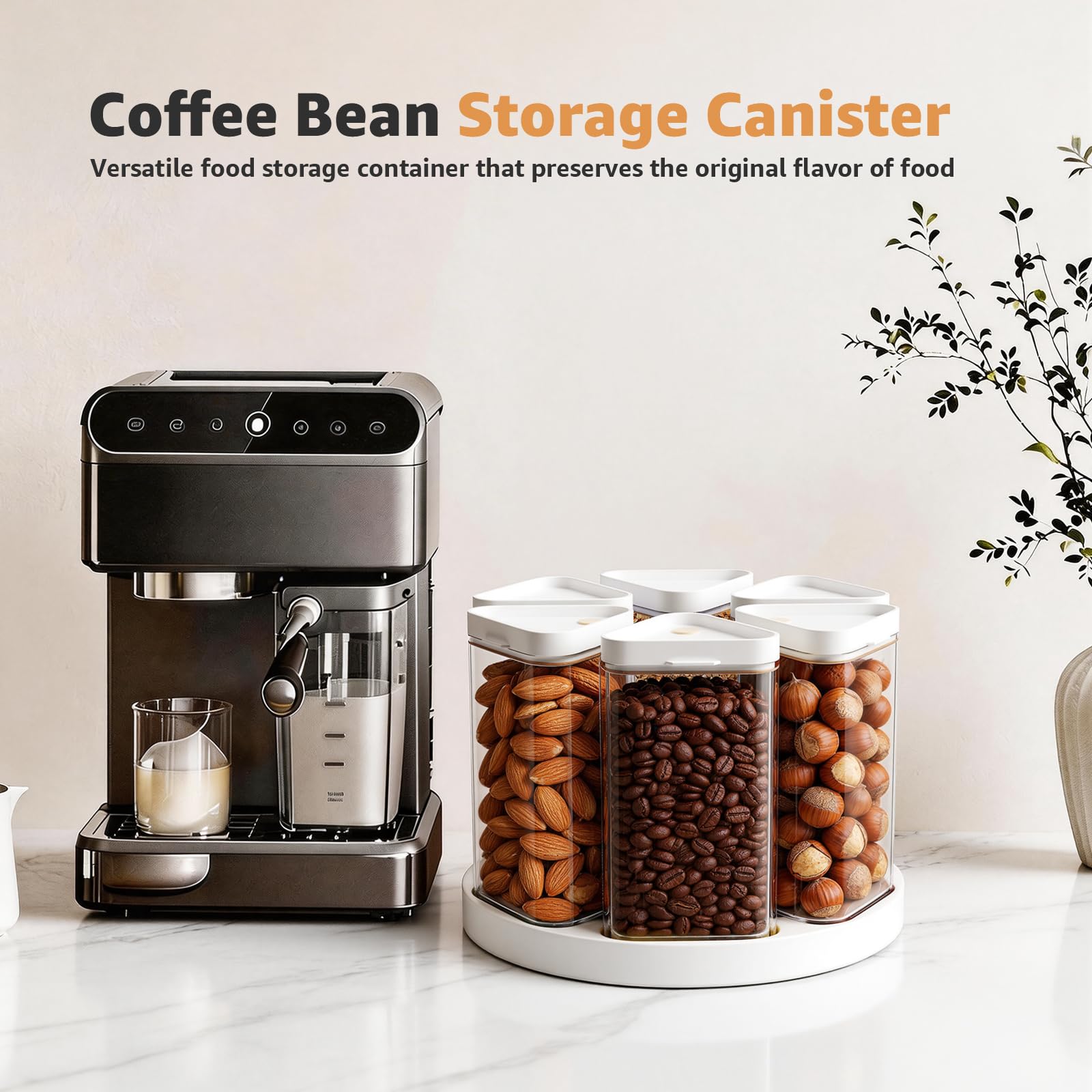 Dispenser per cereali e dispensa, 800 ml, set di contenitori per cereali, pasta, snack, piano di lavoro della cucina, design rotante a 6 griglie per un facile accesso