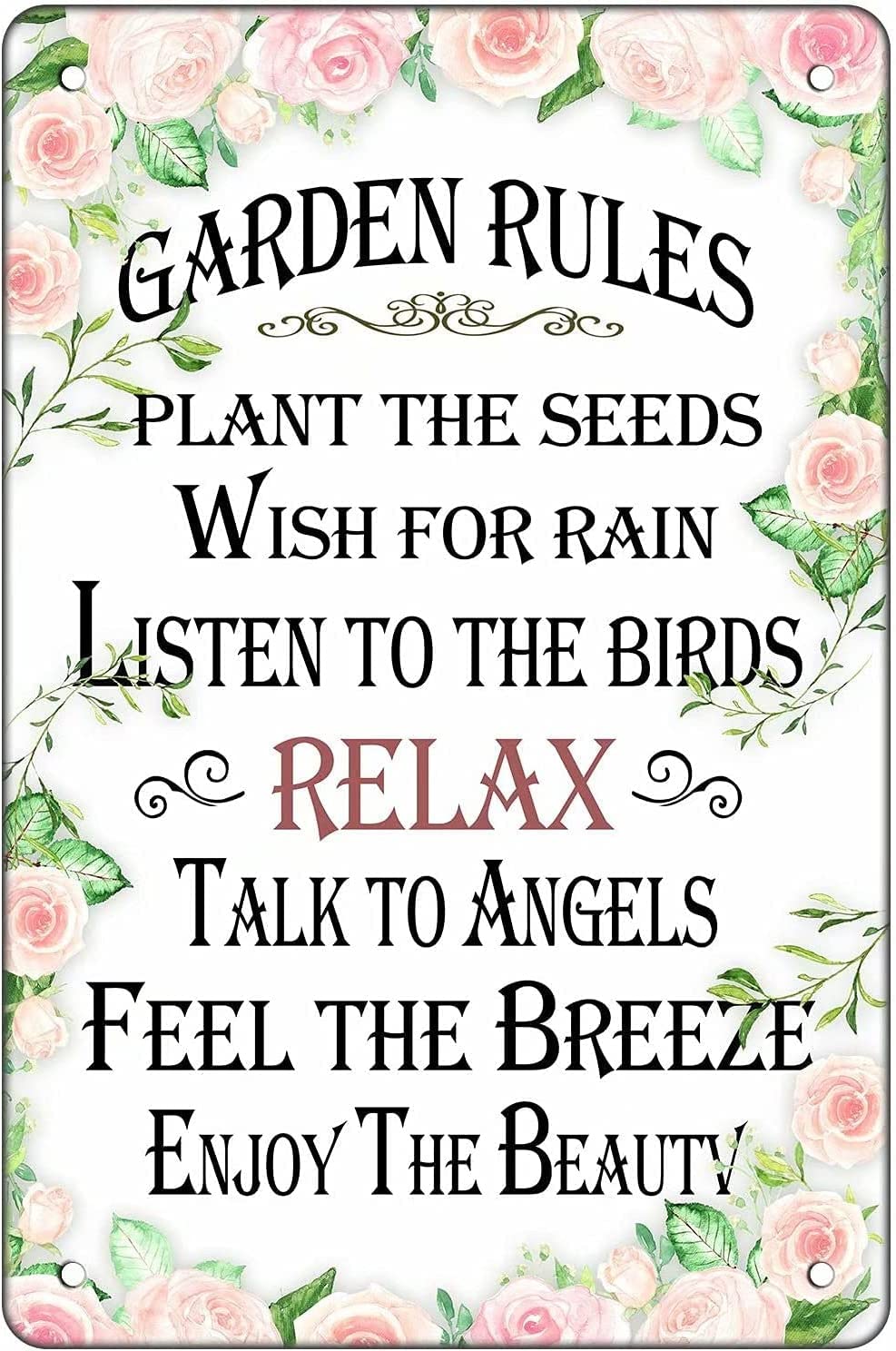 rayprint Retro Metal Tin Signs Vintage Garden Rules Retro Poster Painting Home Garden Club Cafe Bar Kitchen Wall Decoration 8x12 Inch