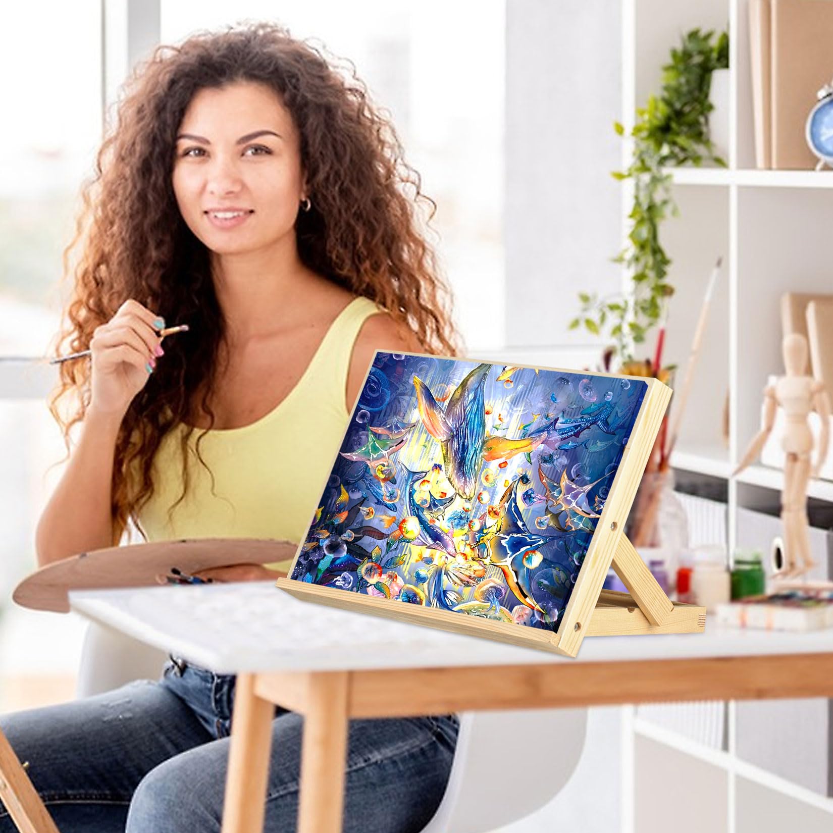 Cavalletto Pittura da Tavolo da Disegno, Cavalletti in Legno Regolabile, Cavalletto Legno Pieghevole, Cavalletti da Pittura Portatile per Artista, Scrivania, Artigianali, Tavole, Schizzi