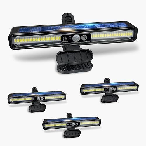 Miniatura 8 de Luces solares de movimiento con clip para exteriores, paquete de 2 luces de 3 modos de valla alimentadas por energía solar, 36 LED 6500 K