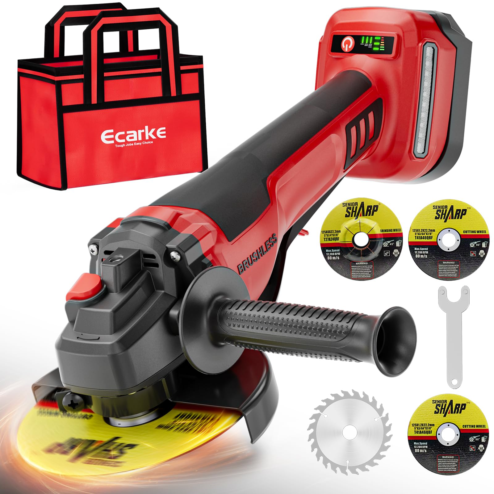 Ecarke Angle Grinder Compatible with Milwaukee 18V Battery