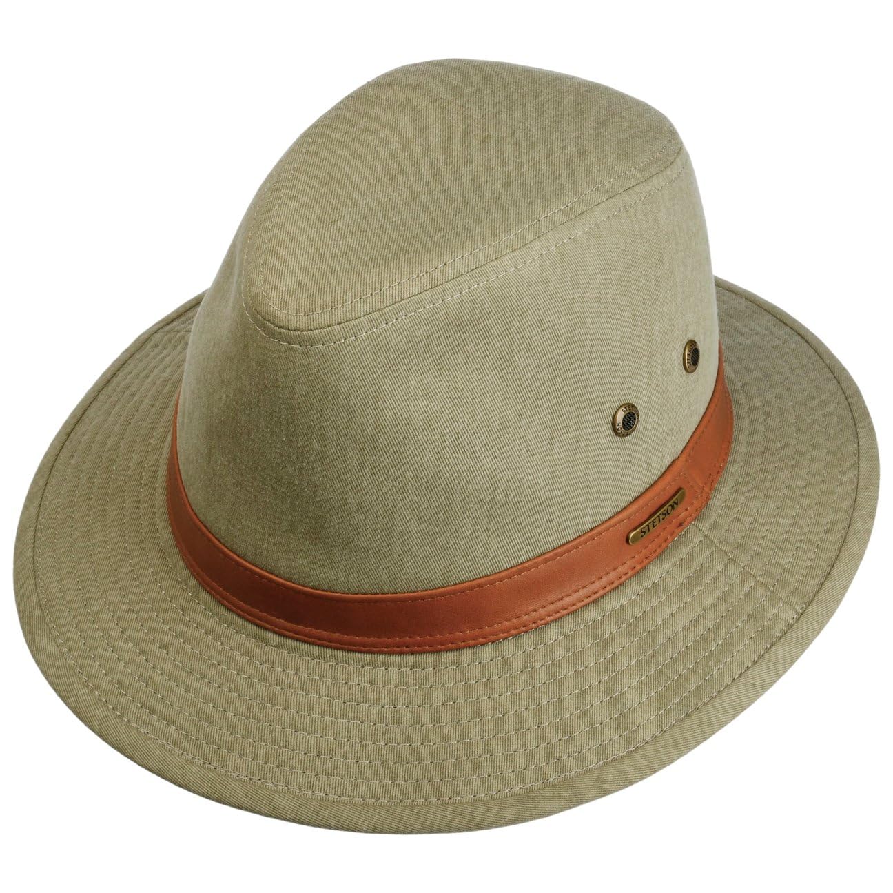 Stetson Cotton Traveller Outdoorhut Zeitloser Unifarbener Hut mit Metallösen Komfortabel Herren Ganzjährig