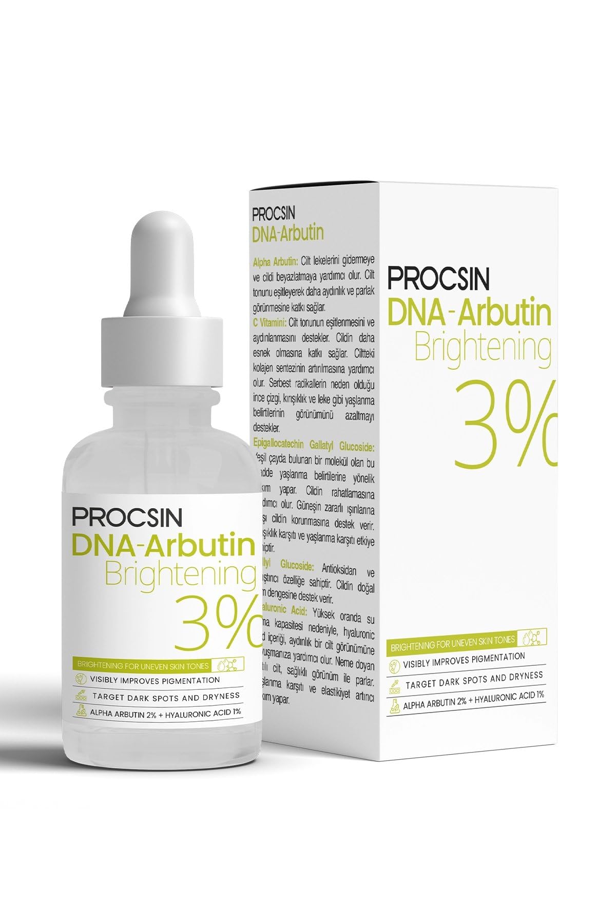 PROCSIN DNA-Arbutin Koyu Leke Karşıtı Cilt Tonu Düzenleyici ve Aydınlatıcı Serum 30 ML